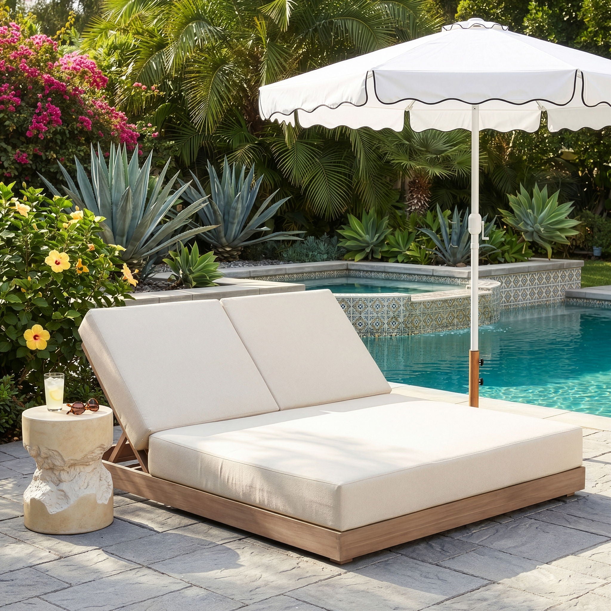 Solace - Olefin Performance Fabric Outdoor Patio Double Lounge Chair