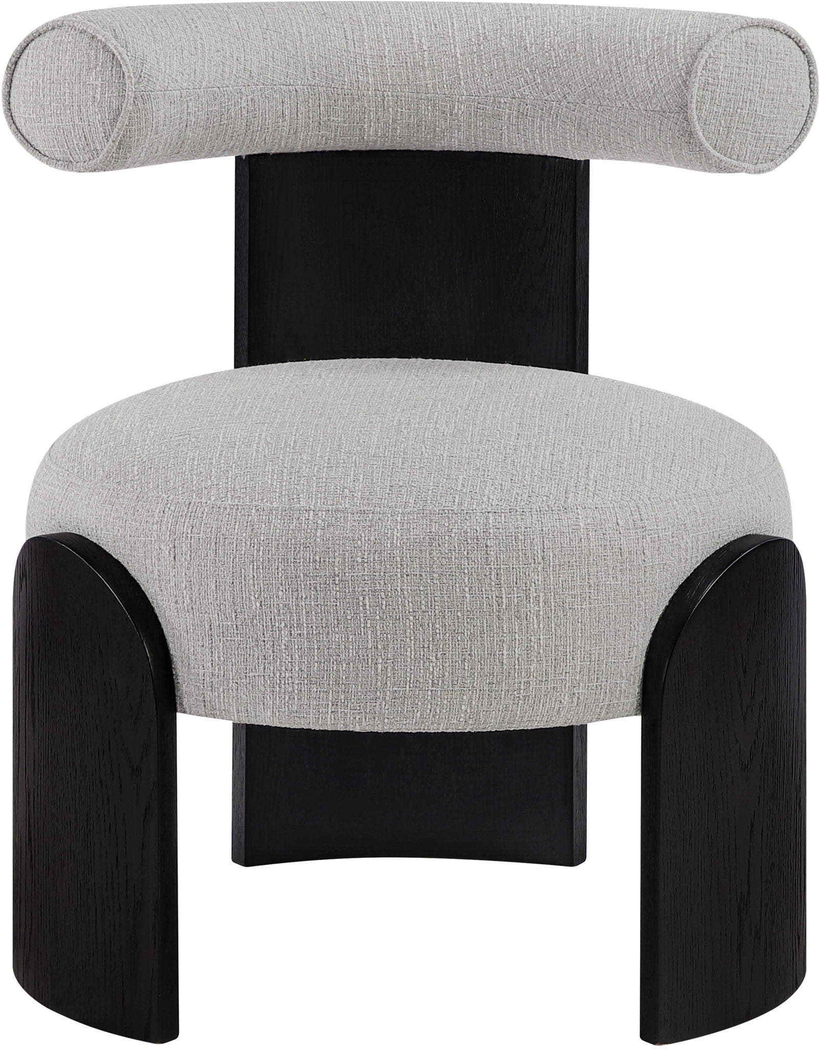 Calder - Linen Textured Fabric Upholstered Accent Chair - Painted Black Base