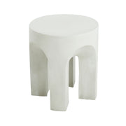 Outdoor Round Top Side Table / End Table, Living Room Accent Table - Antique White