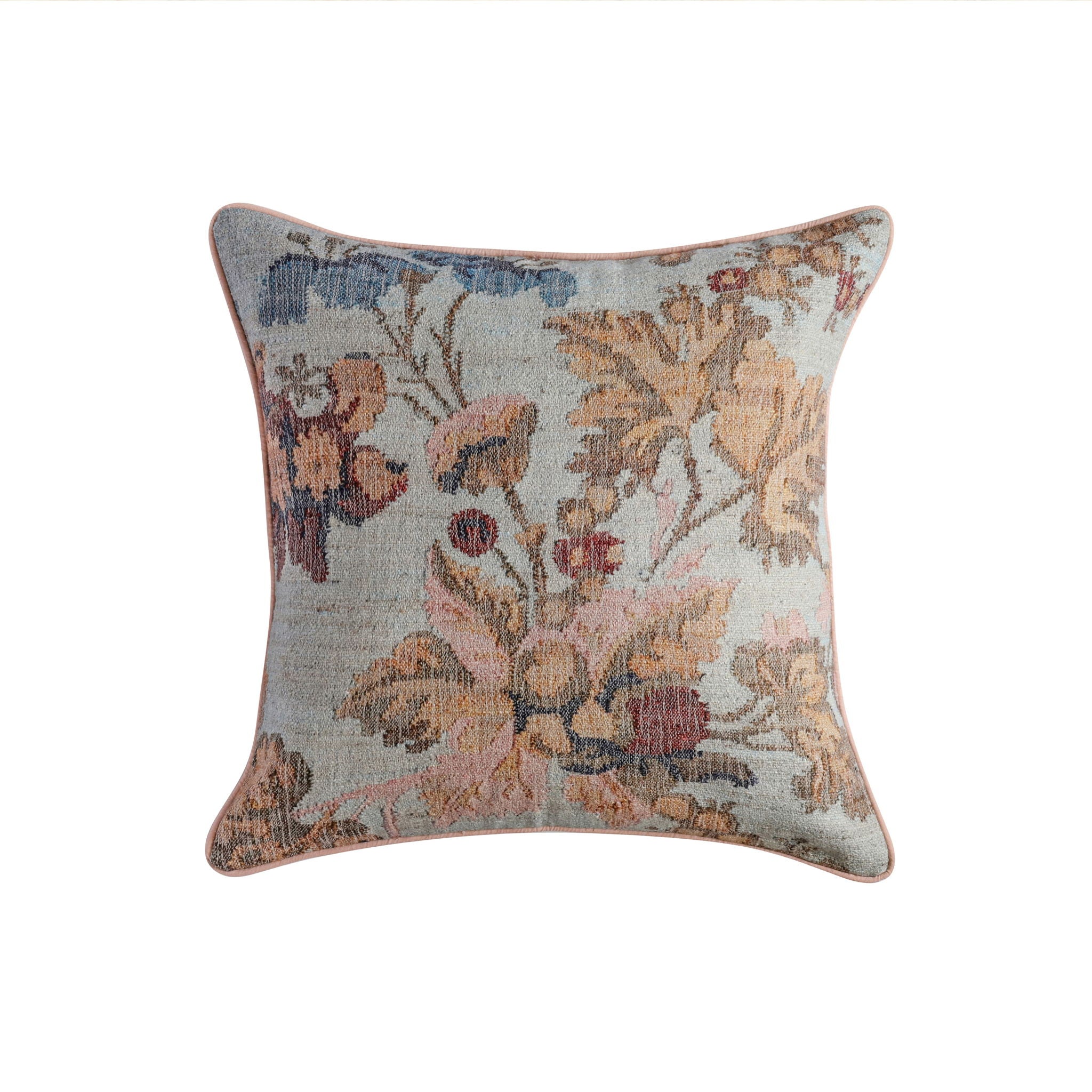 Taman - 20" Natural Cotton Accent Pillow - Autumn Florals