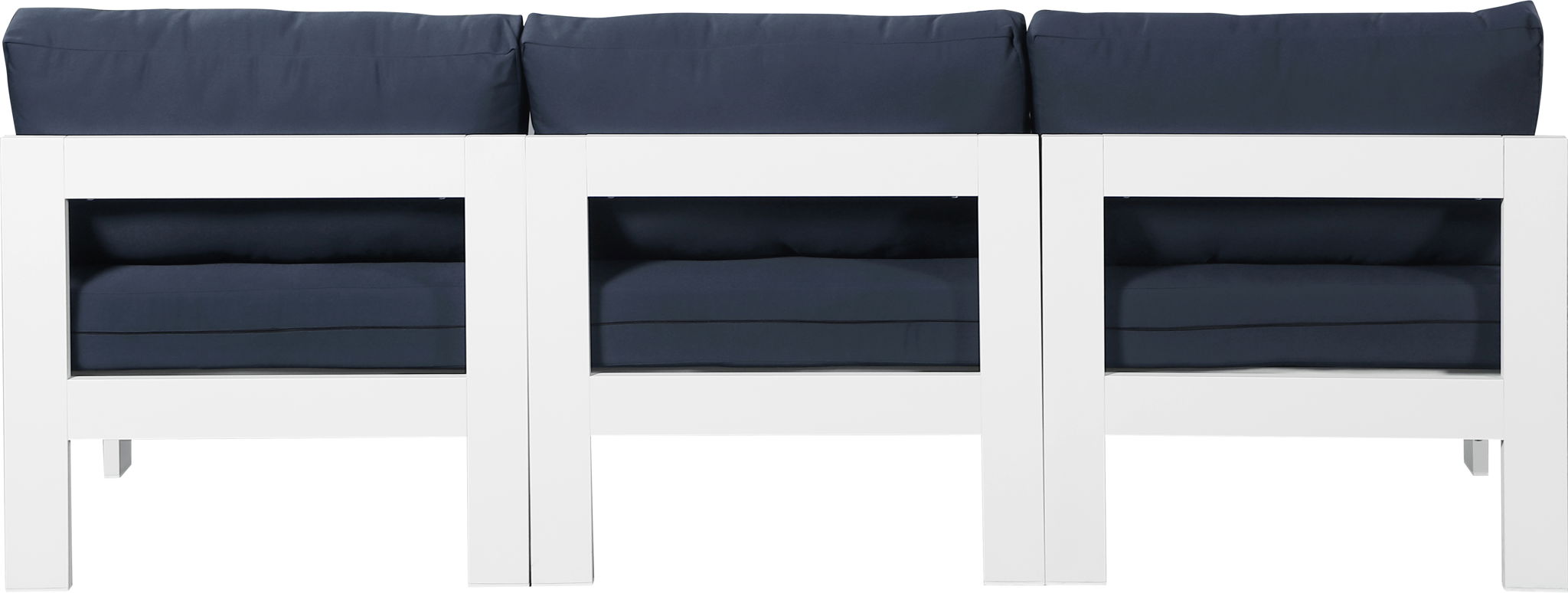 Nizuc - Outdoor Patio 3 Seat Armless Modular Sofa With White Frame