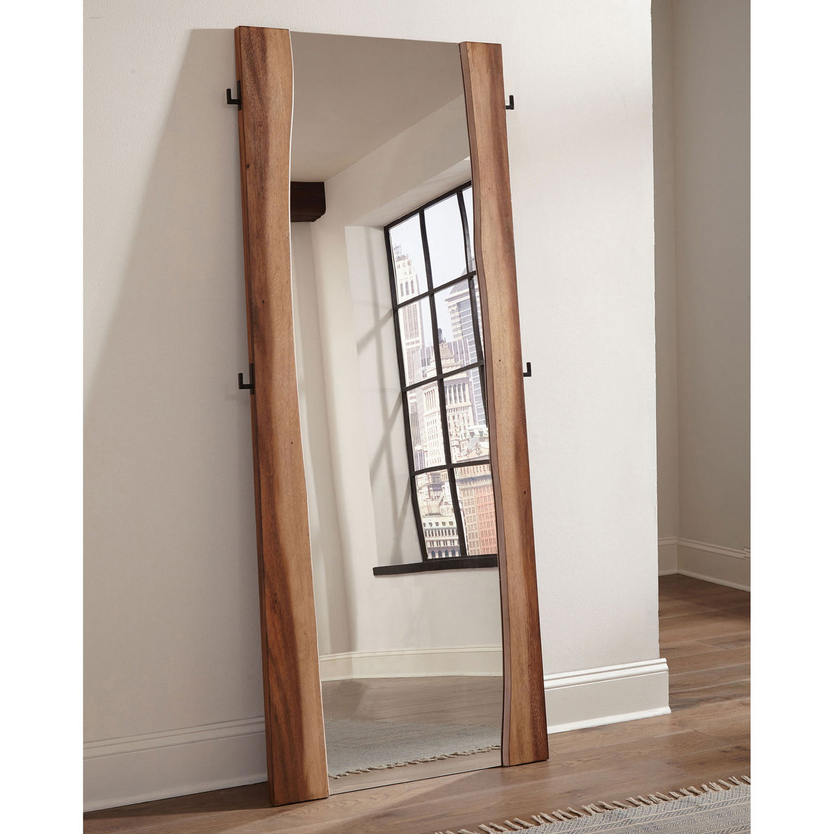 Beverly - Floor Mirror With Live Edge Design - Walnut