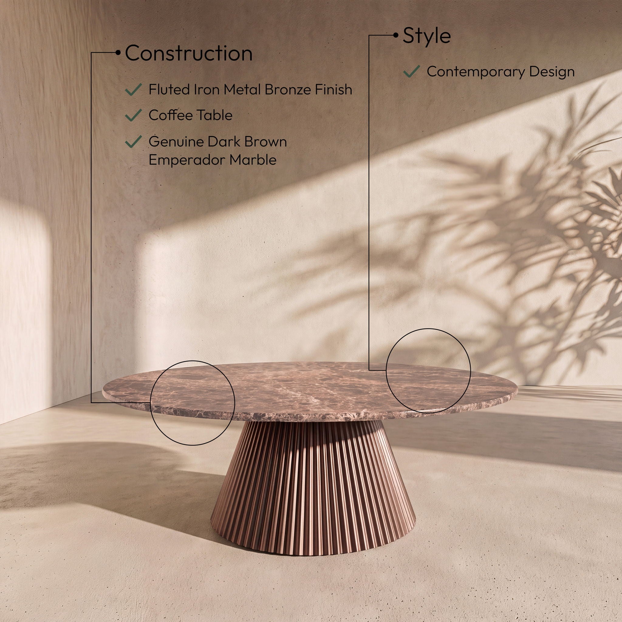 Cindra - Genuine Marble Top And Iron Base Table