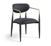 Ronda - Vegan Leather Upholstered Dining Arm Chair - Black Legs