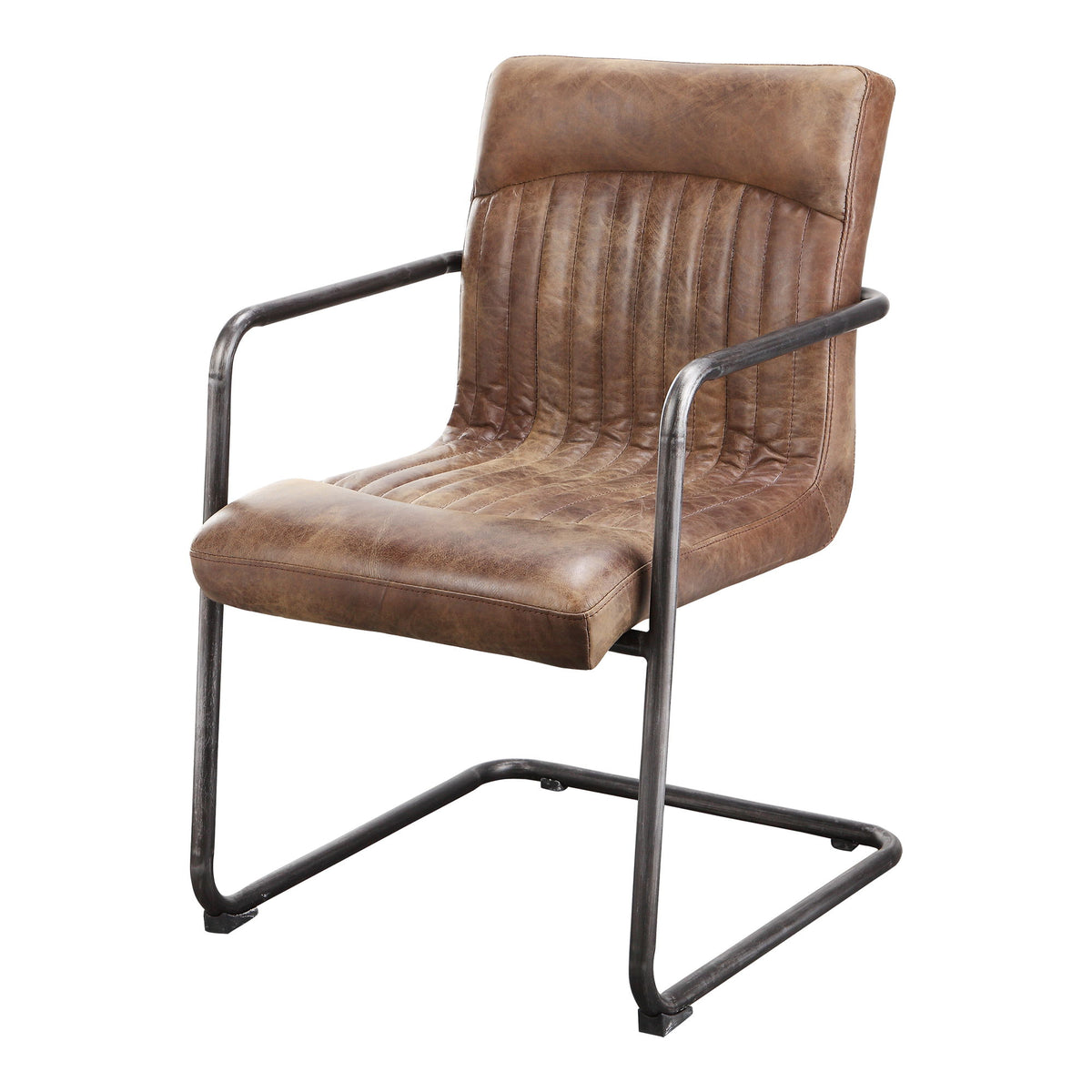 Ansel - Leather Arm Chair (Set of 2) - Grazed Brown