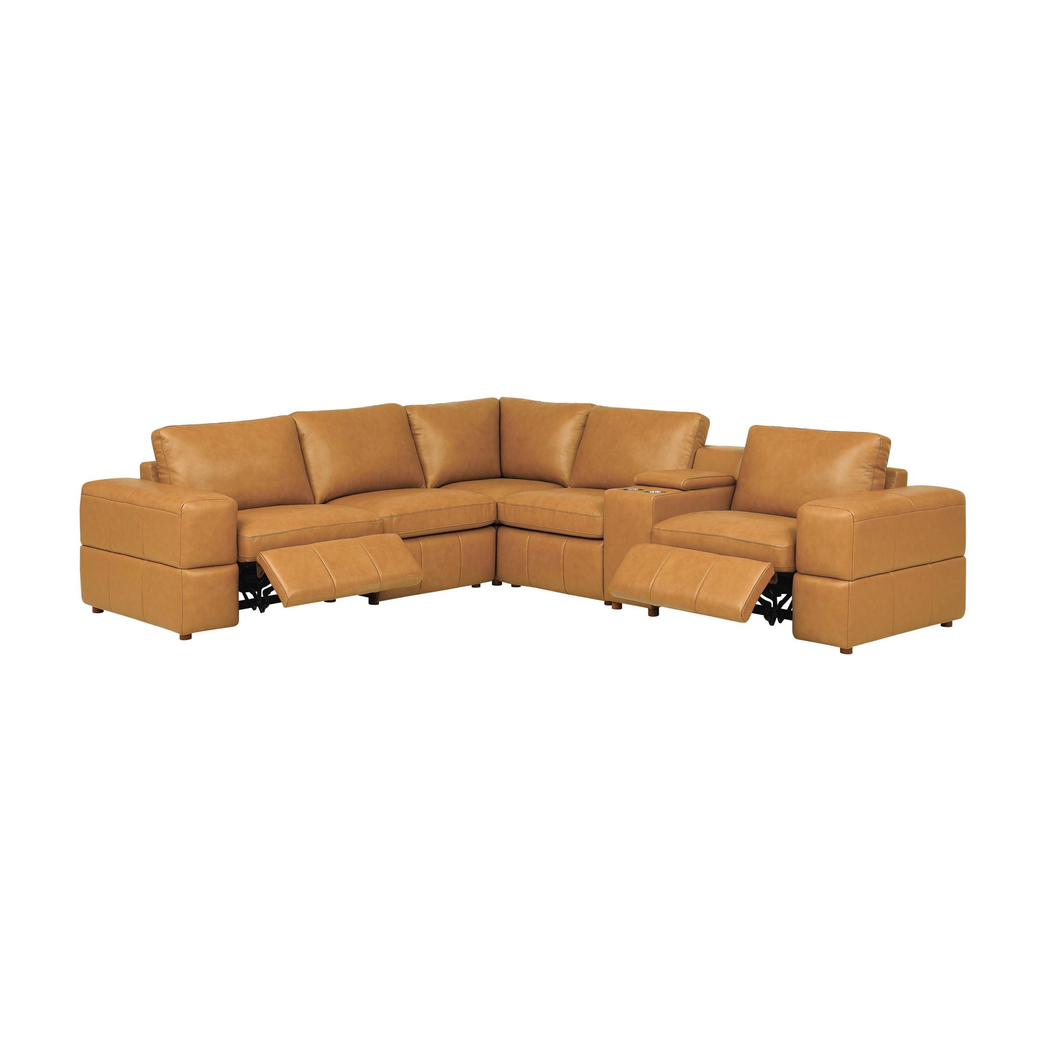 Upholstered Large Arms Sectional With Recliner Seats