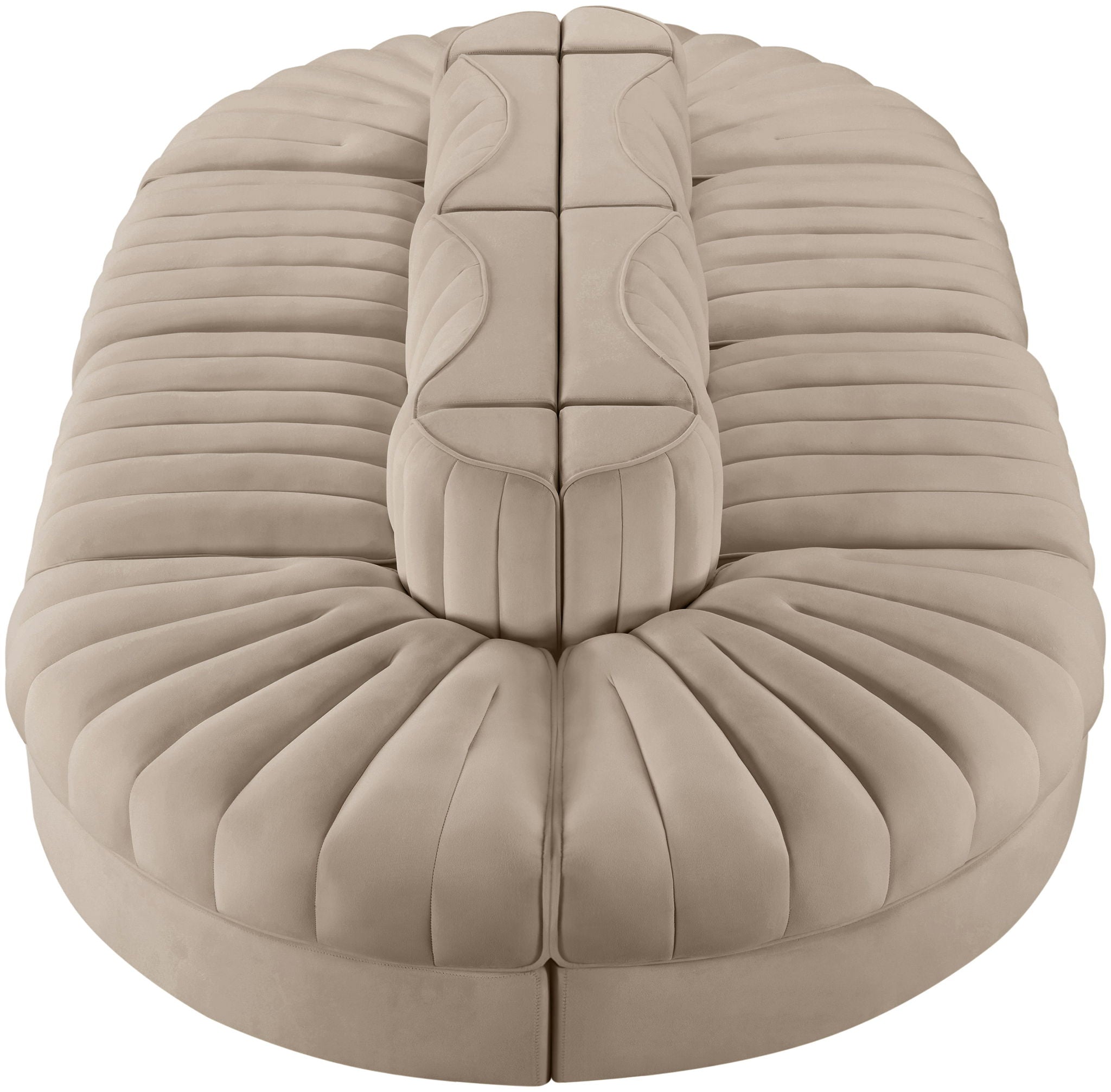 Rummi - Oval Velvet Performance Fabric Upholstered 8 Piece Modular Sectional