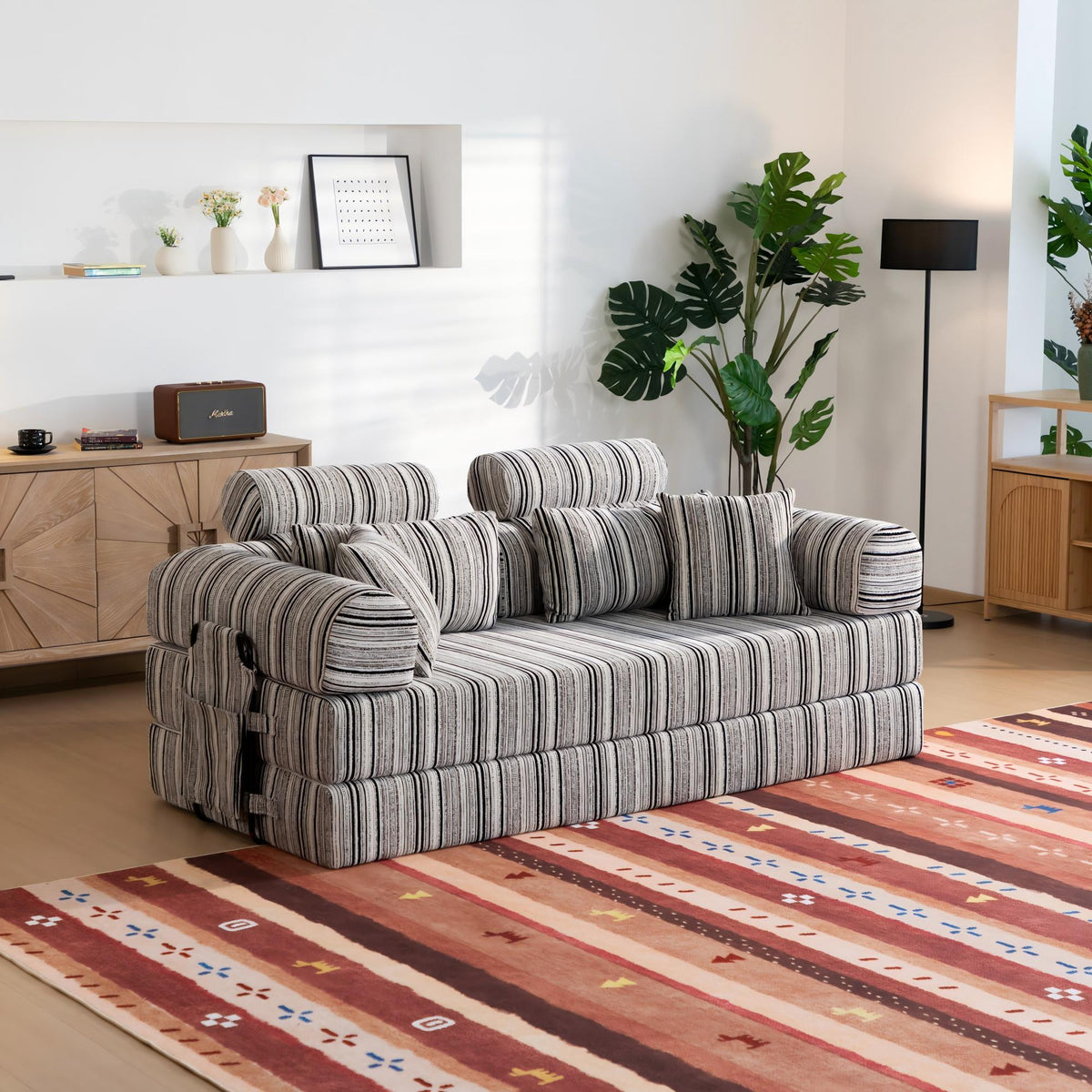 Convertible Sleeper Sofa Bed With High Density Compressed Sponge, Upholstered Couch For Living Room