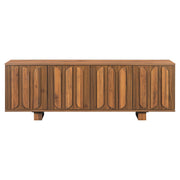 Farmhouse TV Stand, Storage Media Console With Adjustable Shelves & 3 Cable Holes