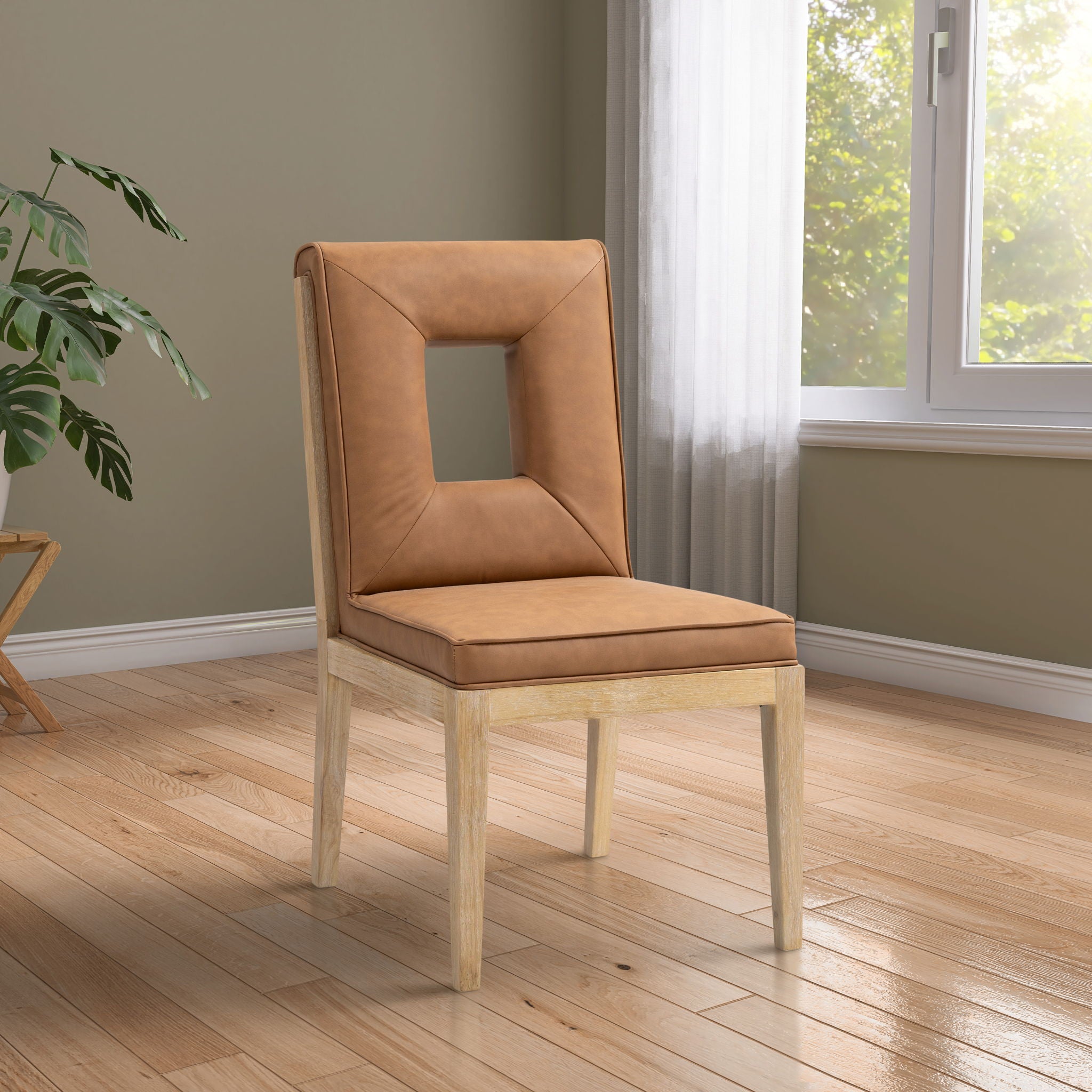 Gwendolyn - Faux Leather Dining Side Chair With Natural Frame (Set of 2)