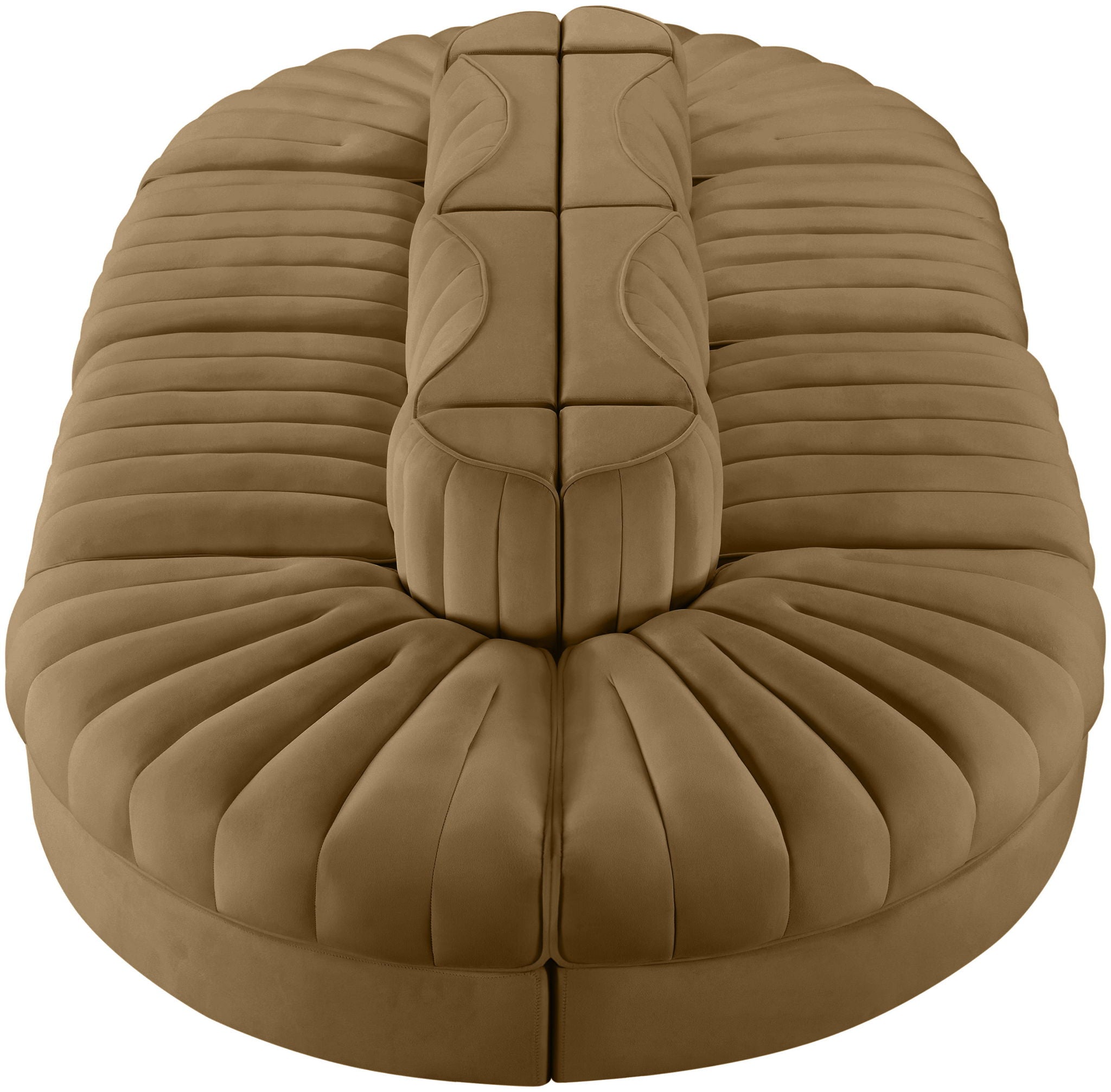 Rummi - Oval Velvet Performance Fabric Upholstered 8 Piece Modular Sectional