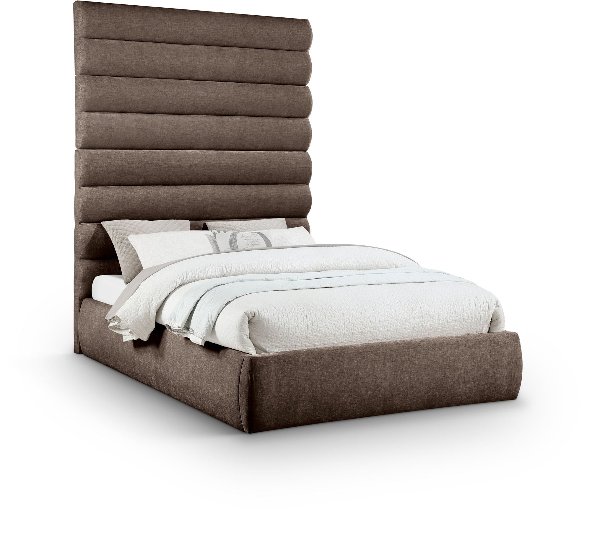 Adam - Chenille Fabric Bed With 89" Headboard