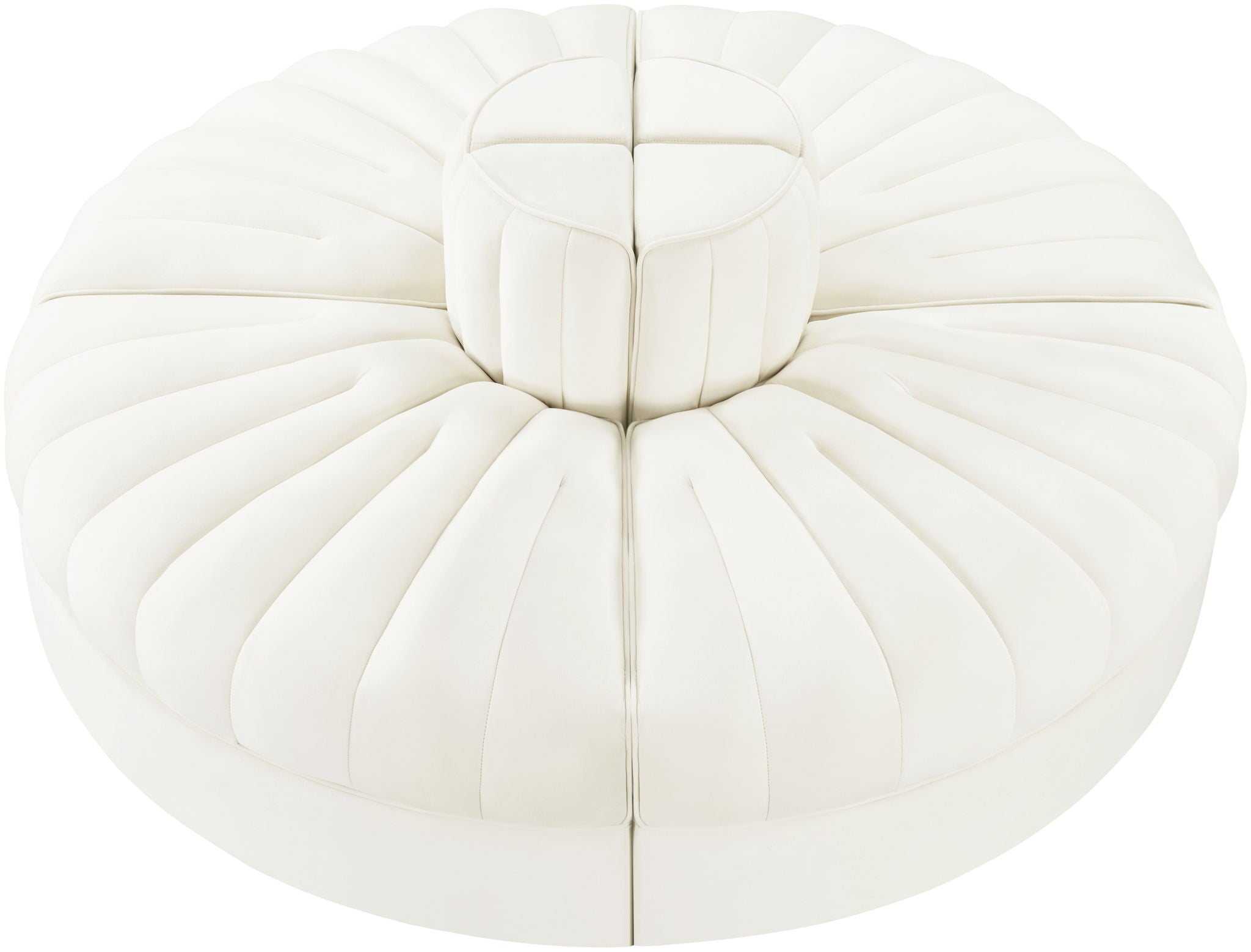 Rummi - Round Velvet Performance Fabric Upholstered 4 Piece Modular Sofa