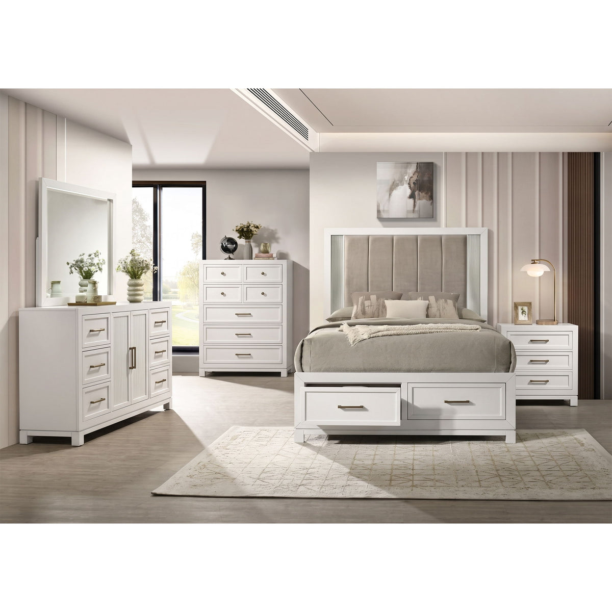 Baystorm - Nightstand With Hidden Drawer, USBC 1A+1C - White