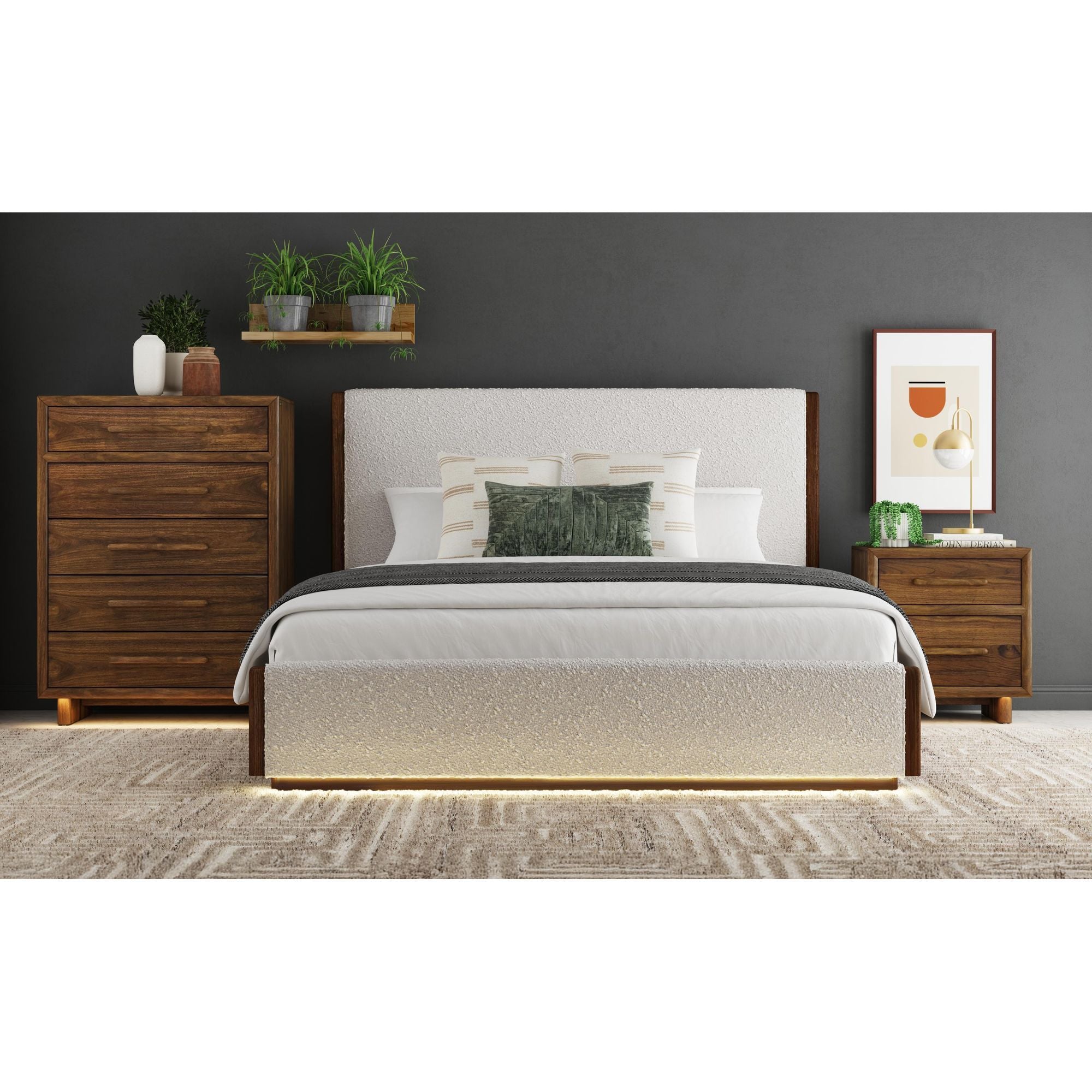 Brisbane - Nightstand With USBC And LED - Brown
