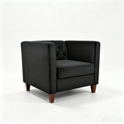 Button Tufted Accent Square Arm Upholstered Chair - Black