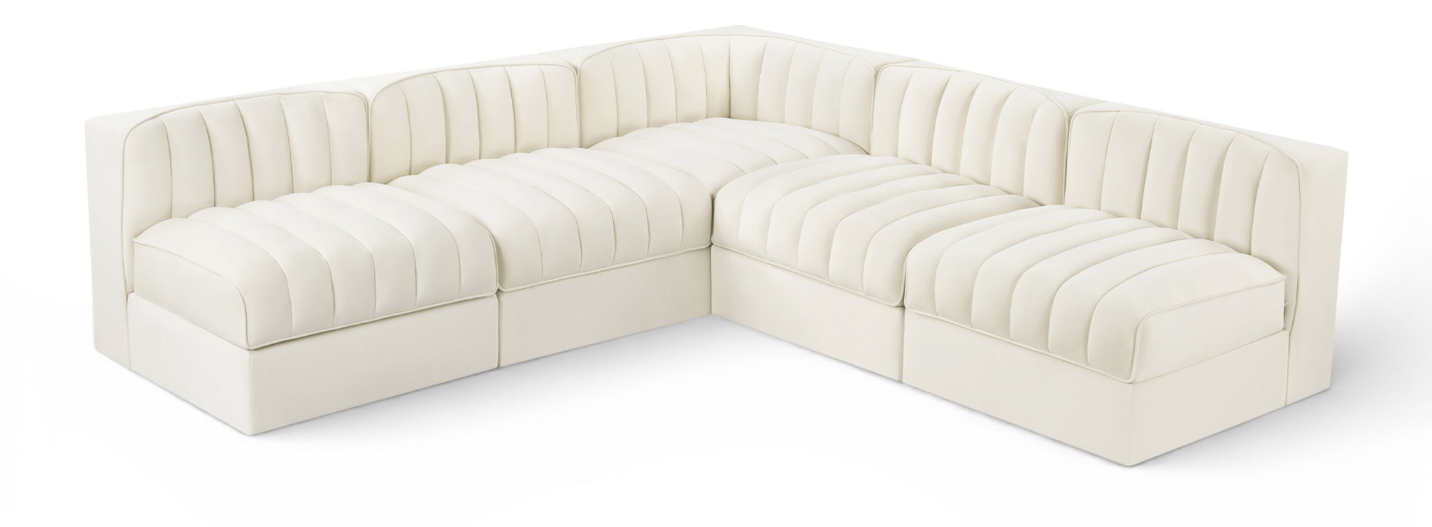 Rummi - Armless Velvet Performance Fabric Upholstered 5 Piece Modular Sectional