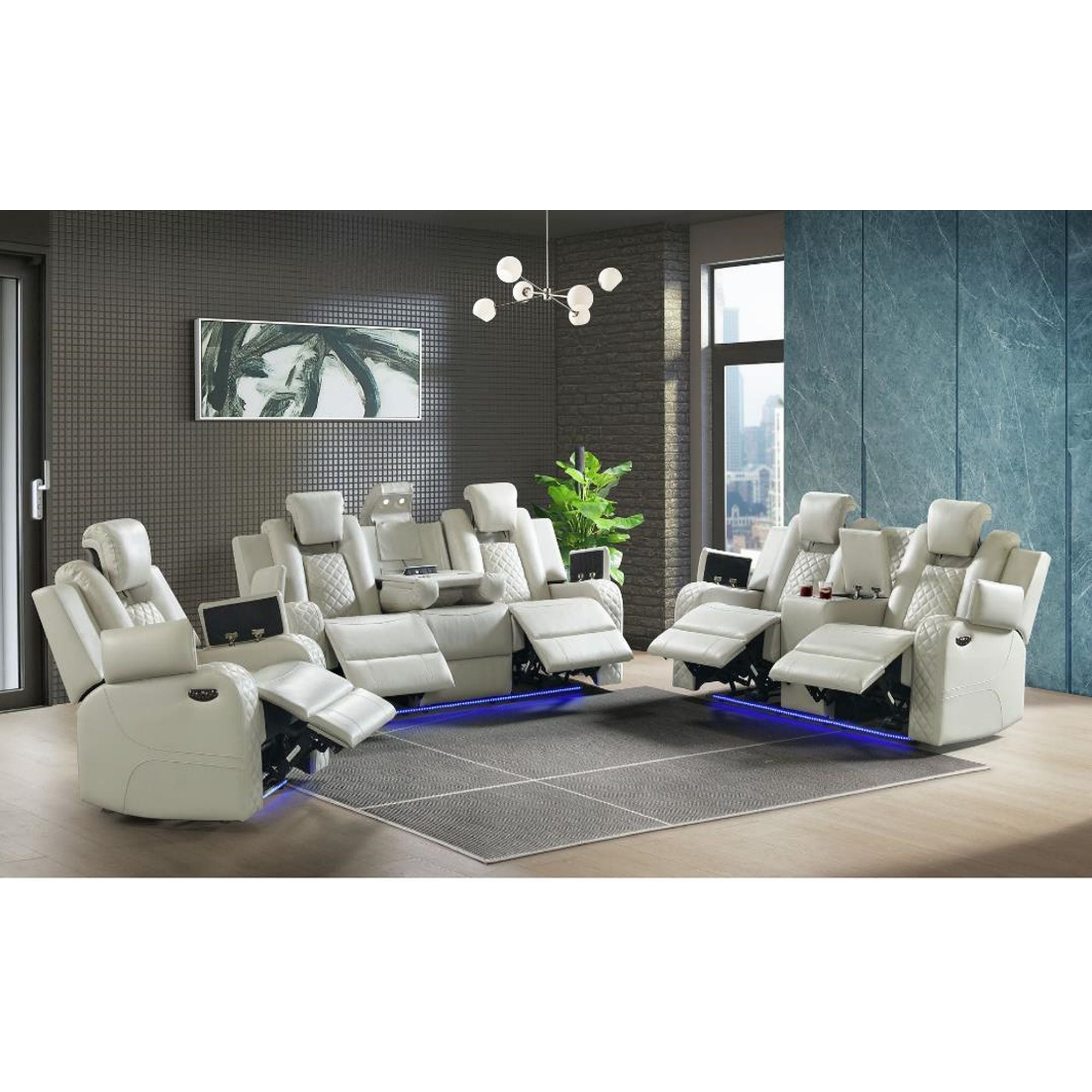 Carlo - Power Motion Loveseat With Power Headrest, Console And LED