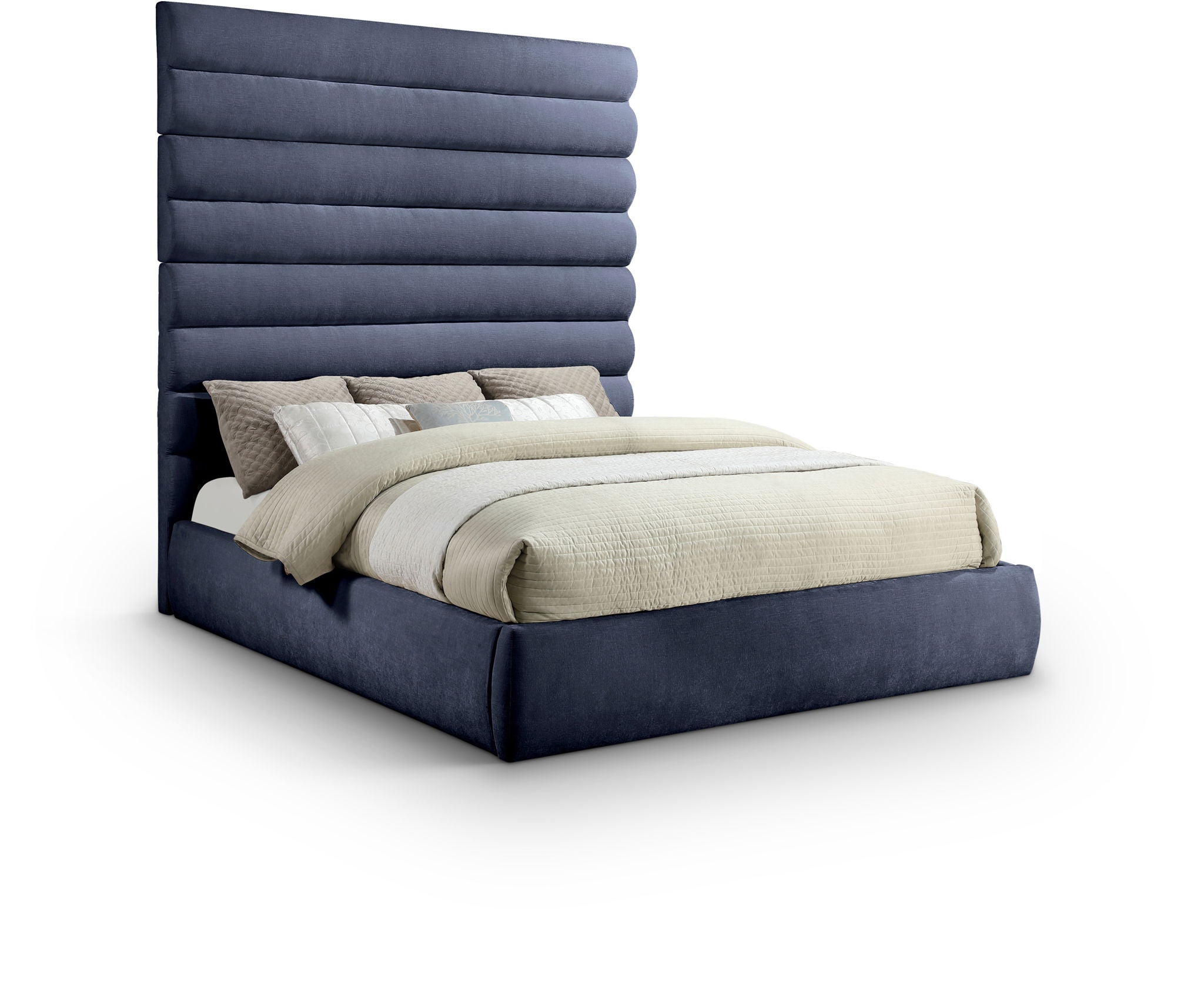 Adam - Chenille Fabric Bed With 89" Headboard
