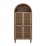 Tall Kitchen Pantry Cabinet With Hollow Carved Doors Adjustable Shelves Versatile Storage Cabinet For Kitchen - Walnut