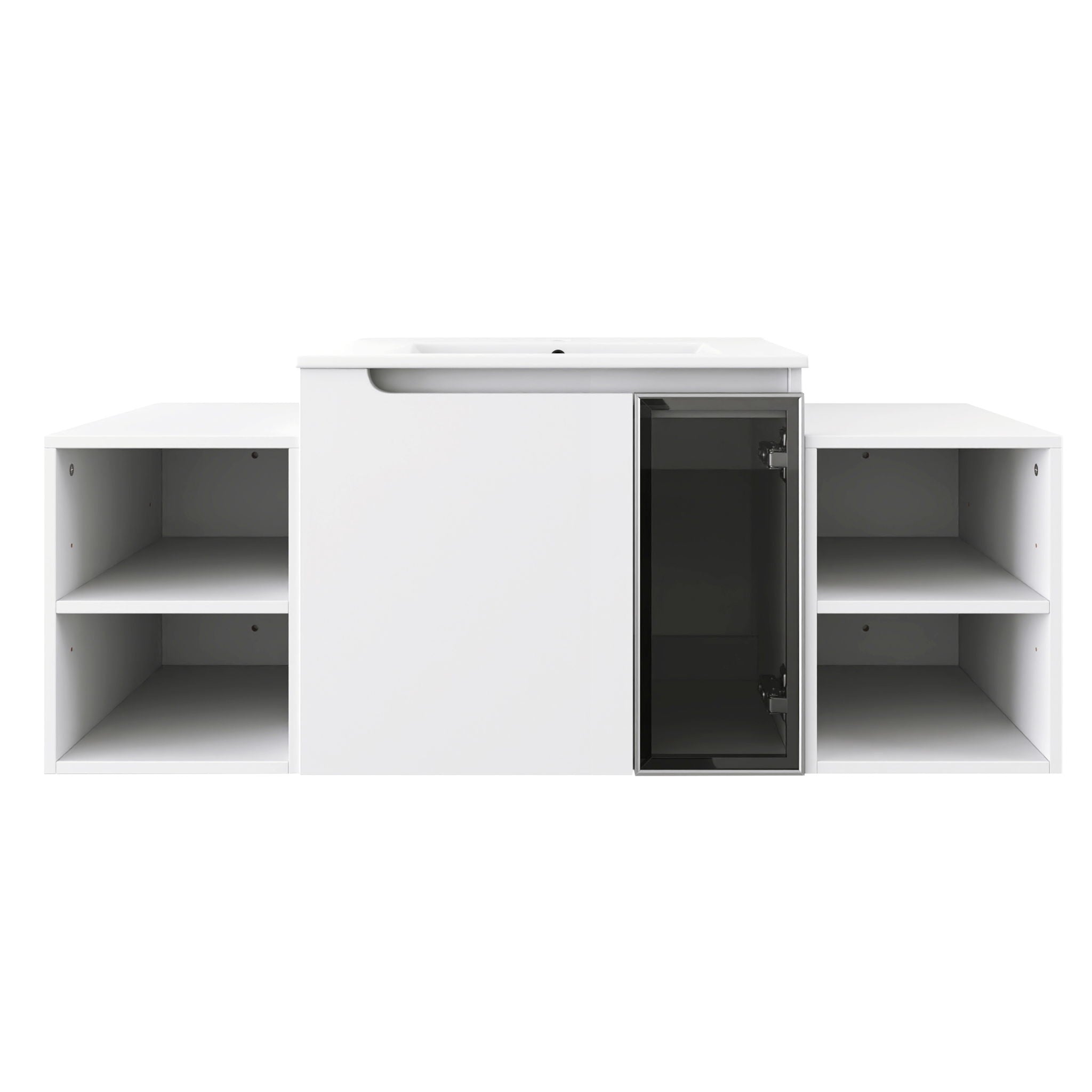 Wall Mounted Bathroom Vanity With Sink, Cabinet & Half Door