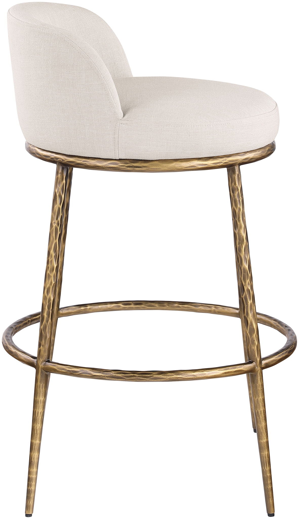 Ferro - Performance Fabric Upholstered Bar Stool - Antique Brass