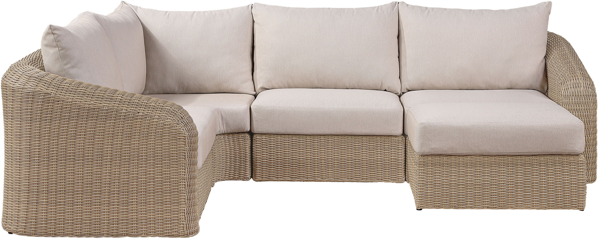 Seacrest - 123.25" Olefin Water Resistant And Wicker 5 Piece Outdoor Patio Modular Sectional