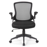Office Chair With Mid Back Design, Adjustable Height And Foldable Armrests - Black