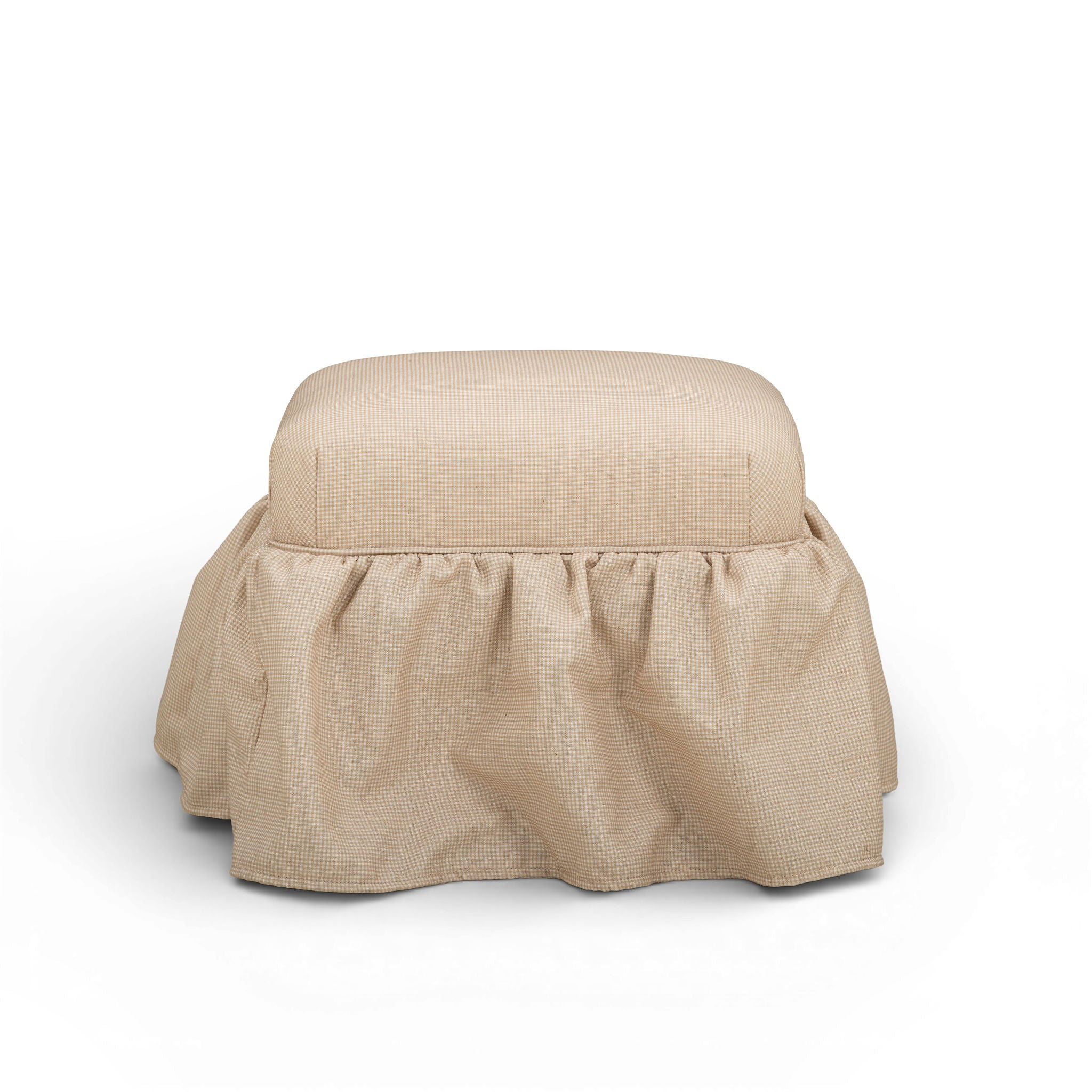 Gertrude - Performance Linen Skirted Ottoman - Yellow