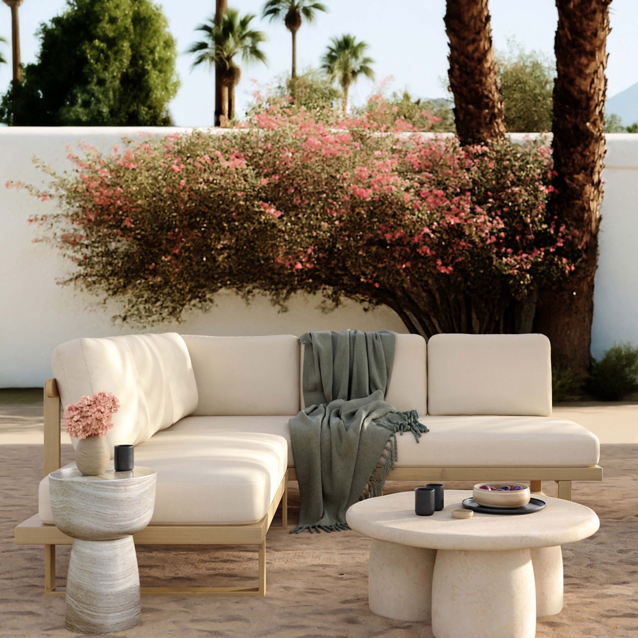 Evan - Outdoor L-Sectional - Cream