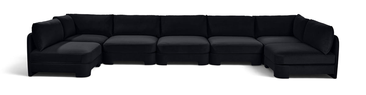 Hammond - Velvet Performance Fabric Upholstered 7 Piece U-Shaped Armless Sectional