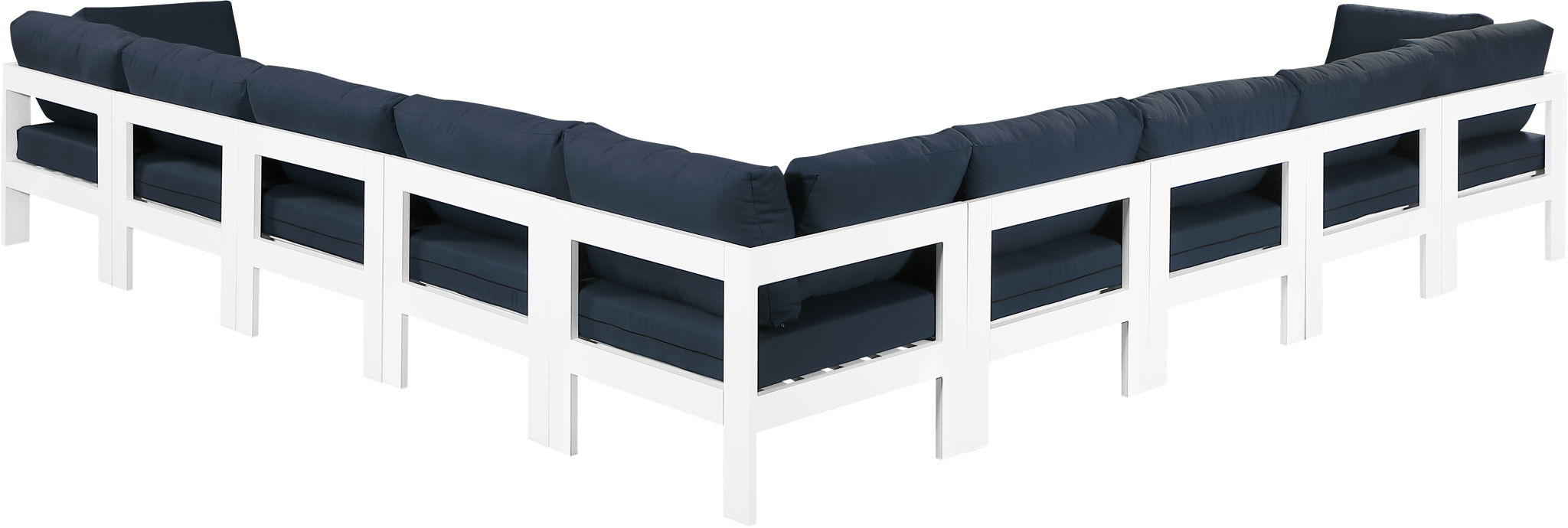 Nizuc - Outdoor Patio 9 Piece Modular Sectional With White Frame