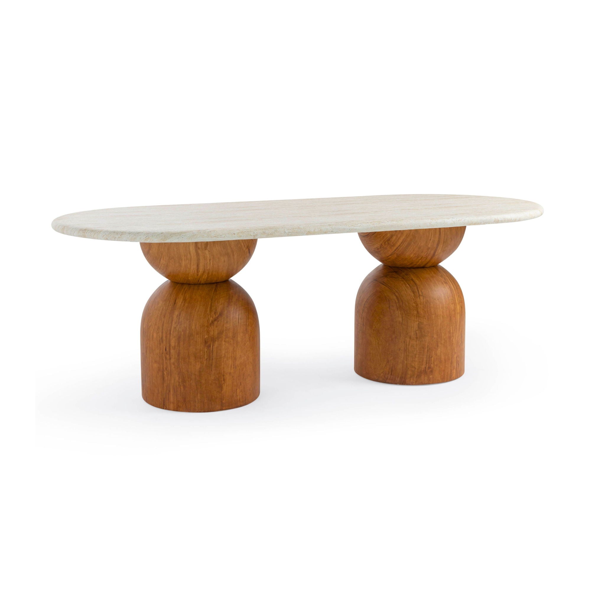 Cynthia - 87" Indoor / Outdoor Long Dining Table - Brown / Travertine