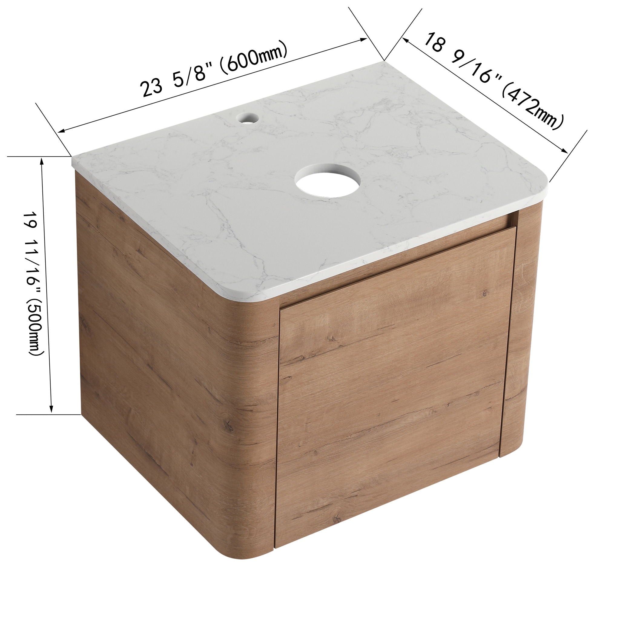 Wall Mounted Bathroom Vanity With Soft Close Door, Excluding Sink