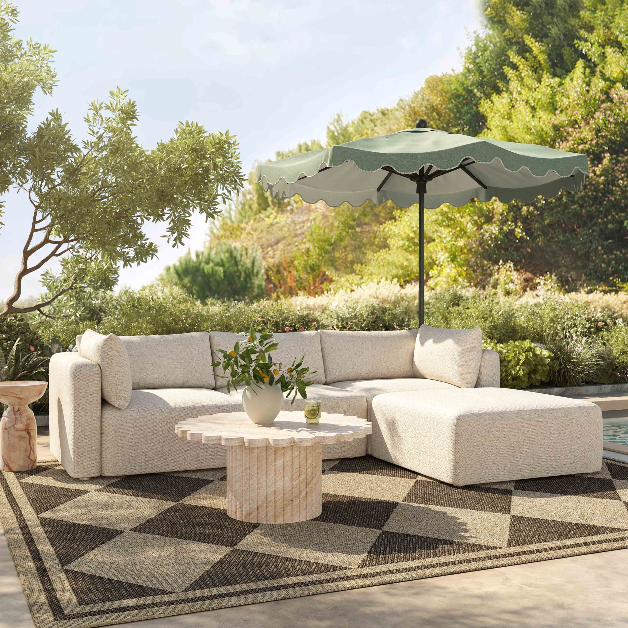 Hangover - Outdoor Modular Loveseat - Cream