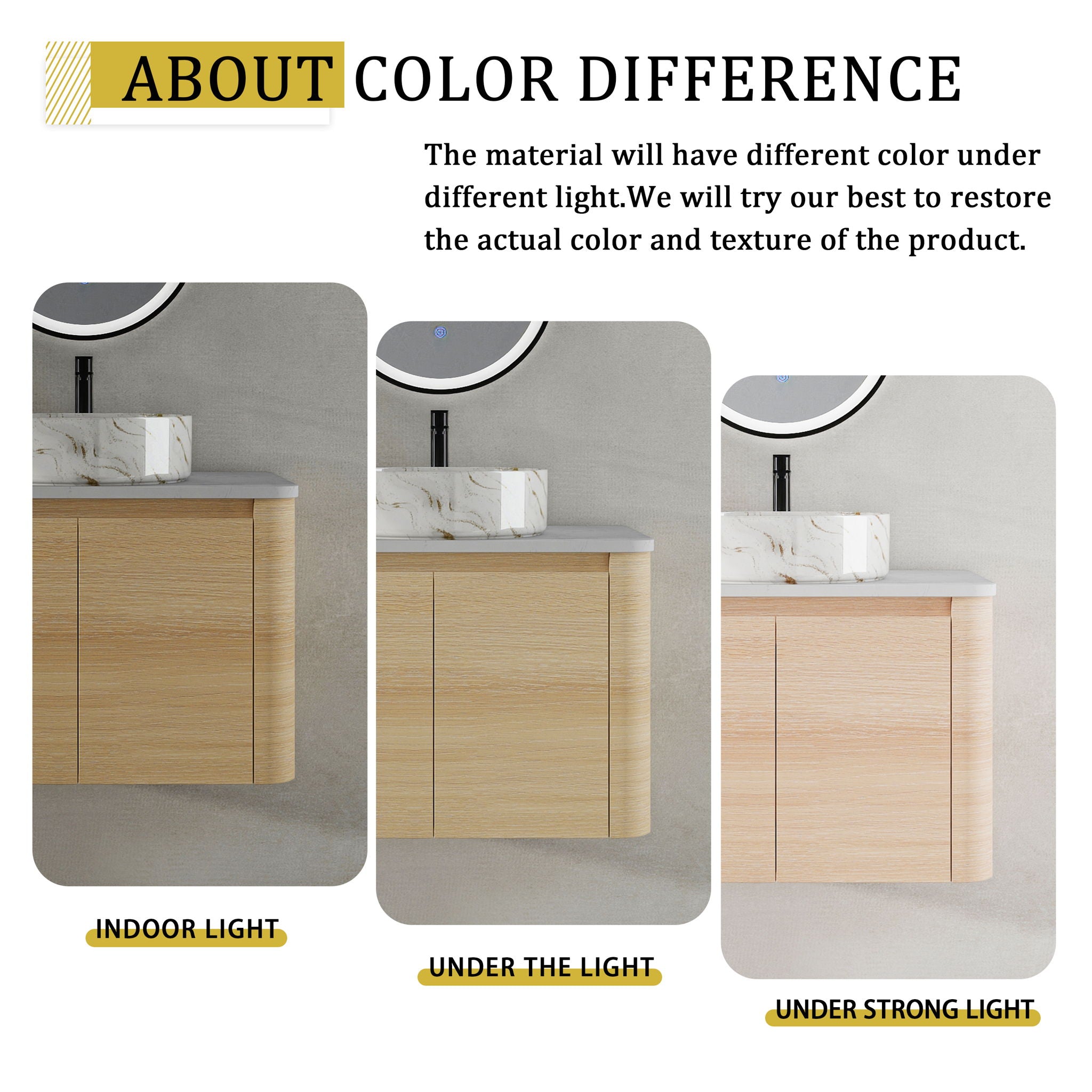 Mounted Bathroom Vanity & Art Sink, Soft Close Door