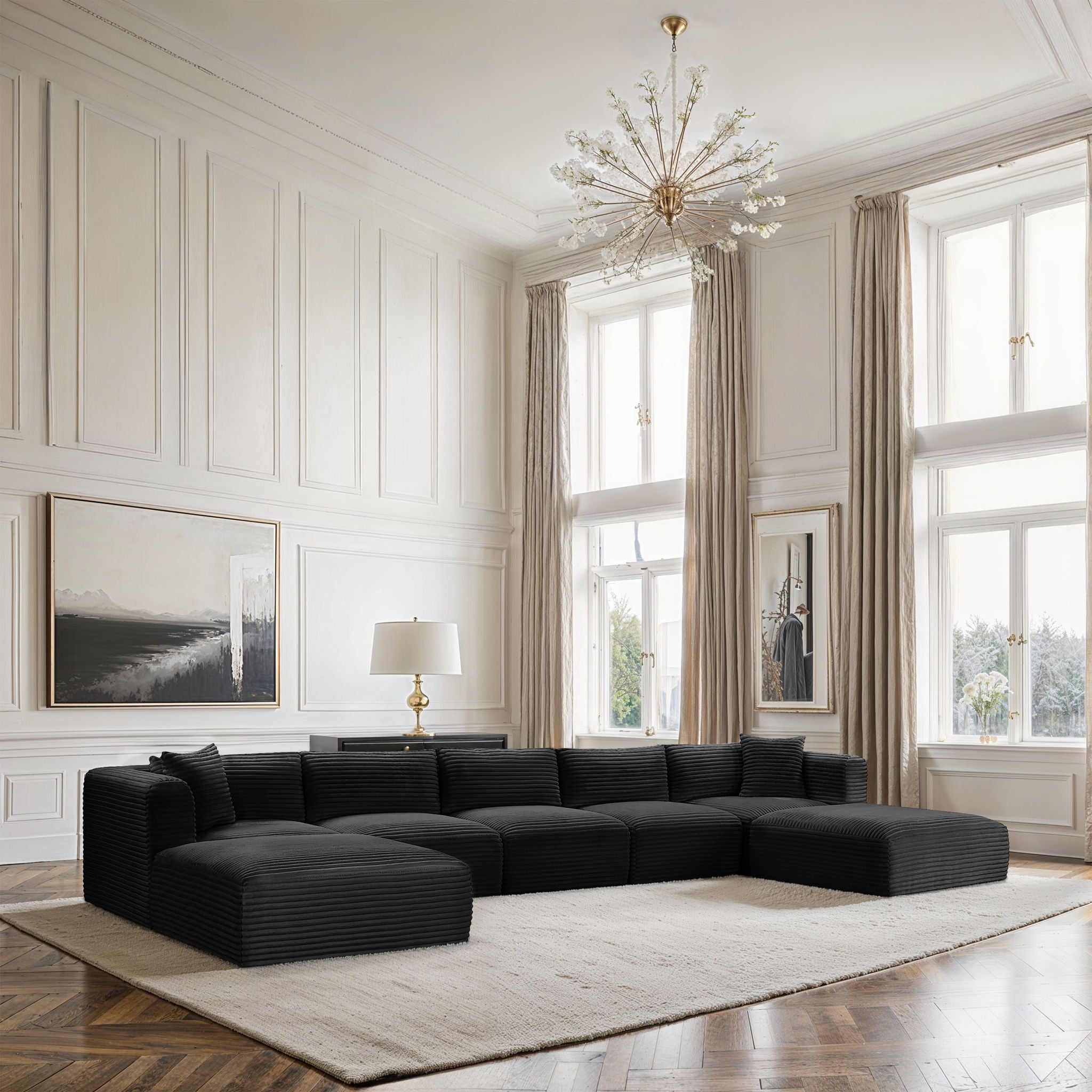 Shaggy - 7 Piece Modular Sectional With 2 Ottomans
