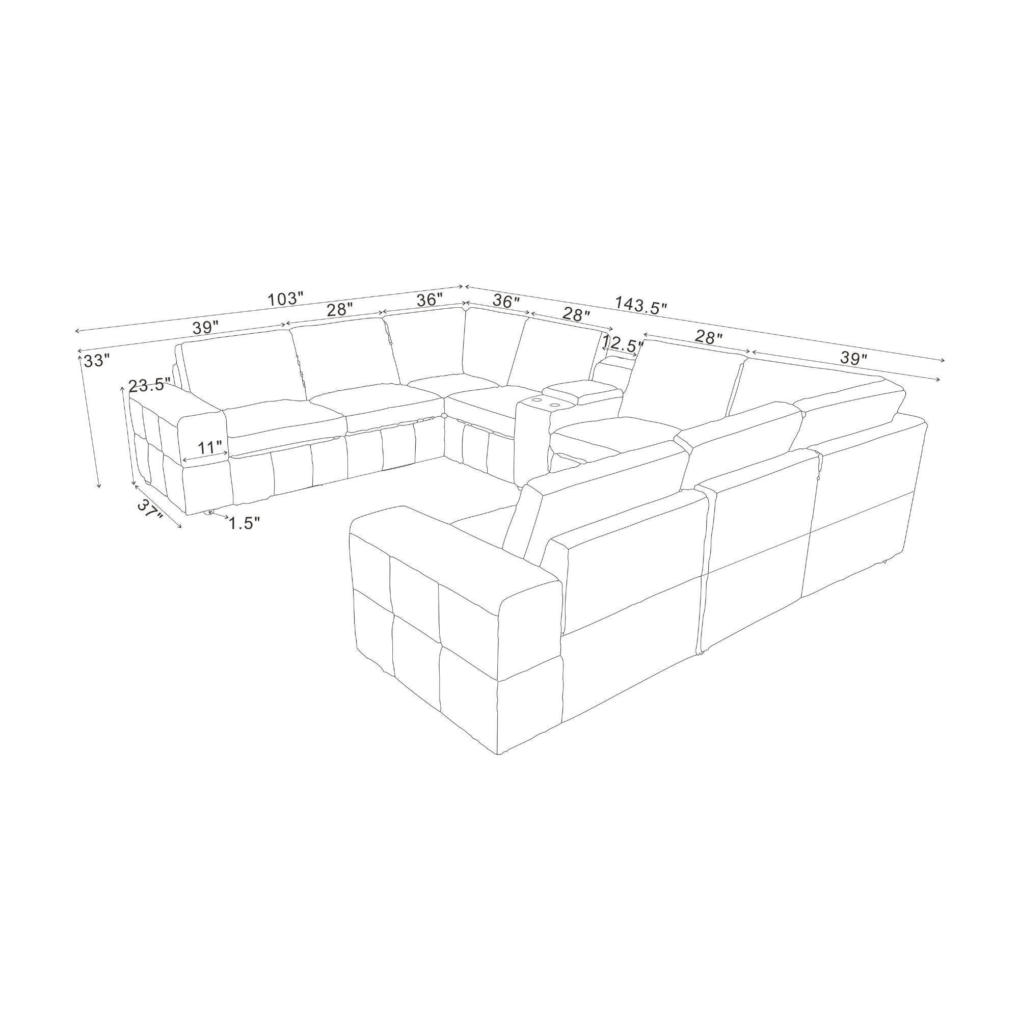 Modular Sectional With Large Square Arms