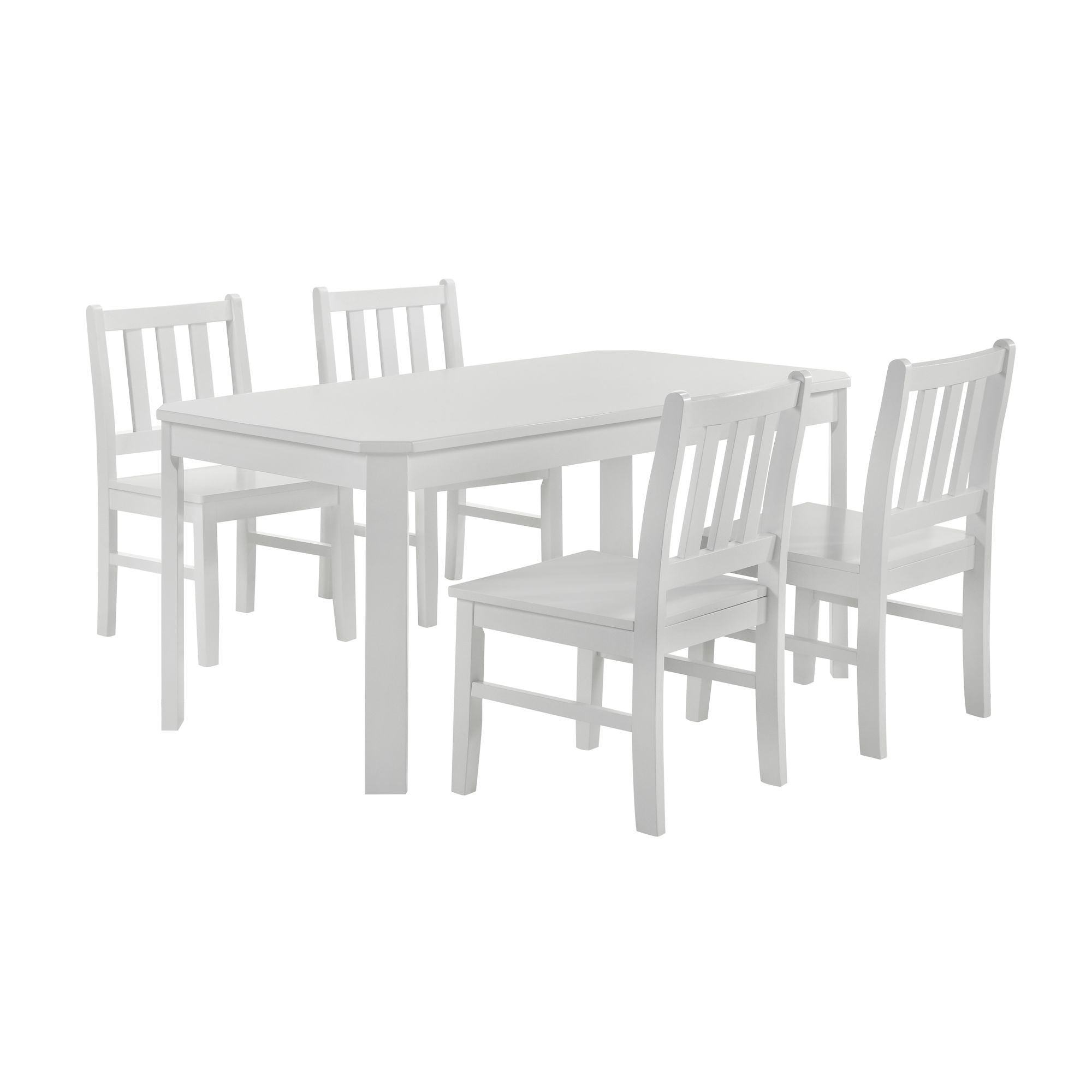 Travis Youth - 5 Piece Dining Set With Table And 4 Chairs - White