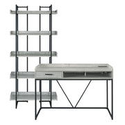 Preston - 2 Piece Desk And Bookshelf Set - Gray