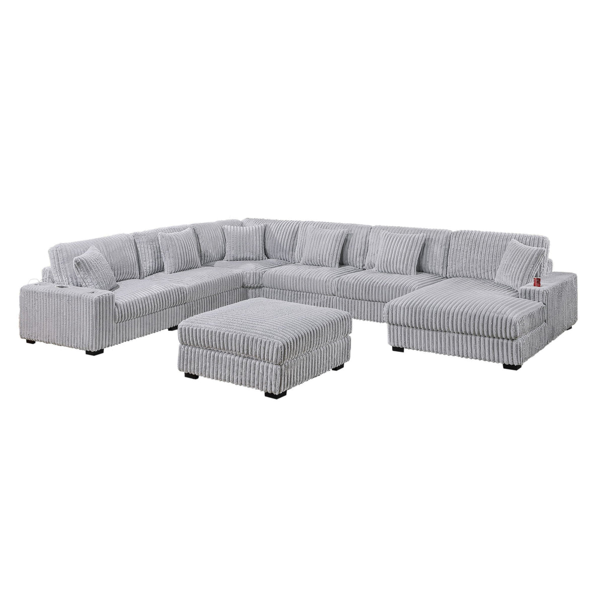 Contemporary Style Modular Sectional Sofa Set With USB, Cup Holder