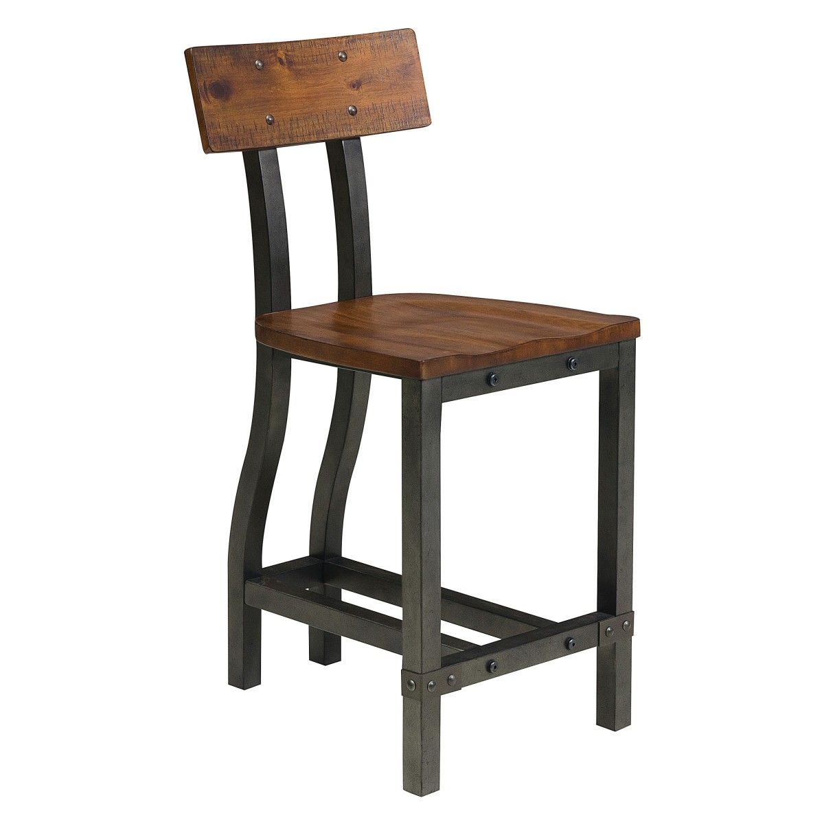 Holverson - Counter Height Chair (Set of 2) - Rustic Brown / Gunmetal