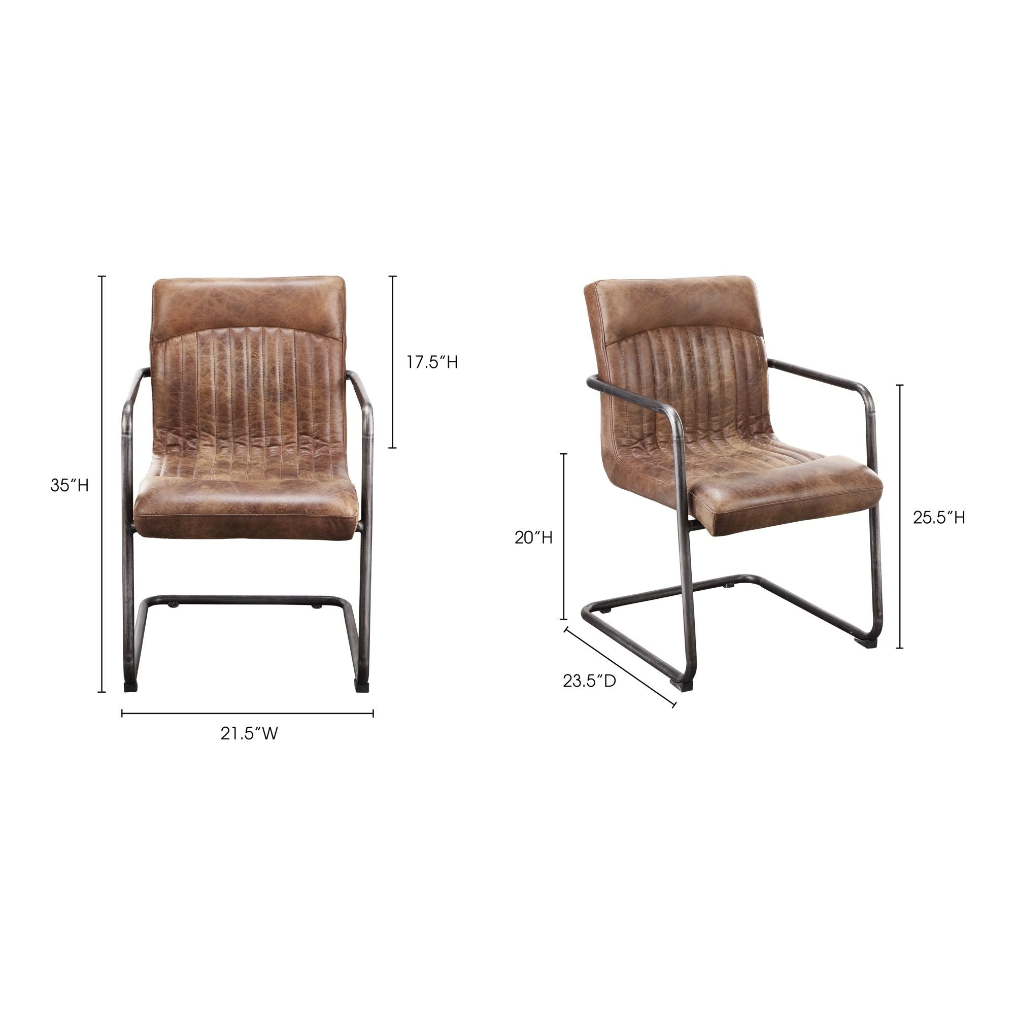 Ansel - Leather Arm Chair (Set of 2) - Grazed Brown