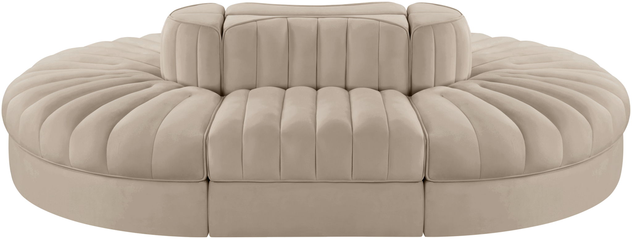 Rummi - Oval Velvet Performance Fabric Upholstered 6 Piece Modular Sectional