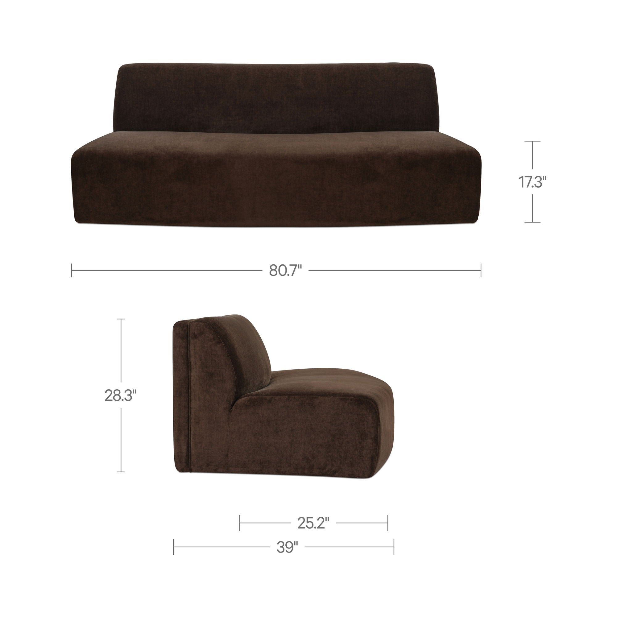 Naomi - Convex Sofa - Dark Brown