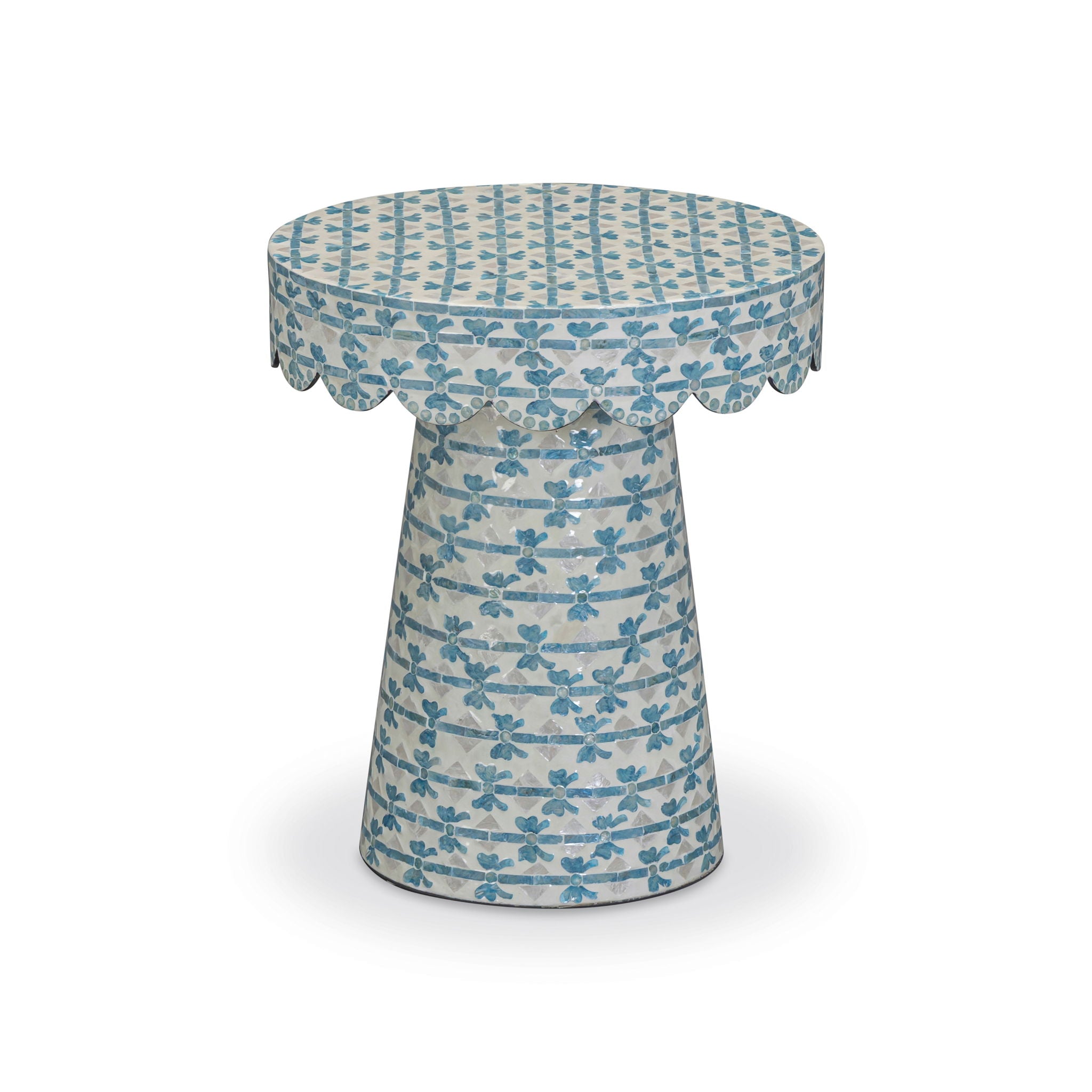 Lady - Capiz Shell Round Side Table - Blue Ribbon