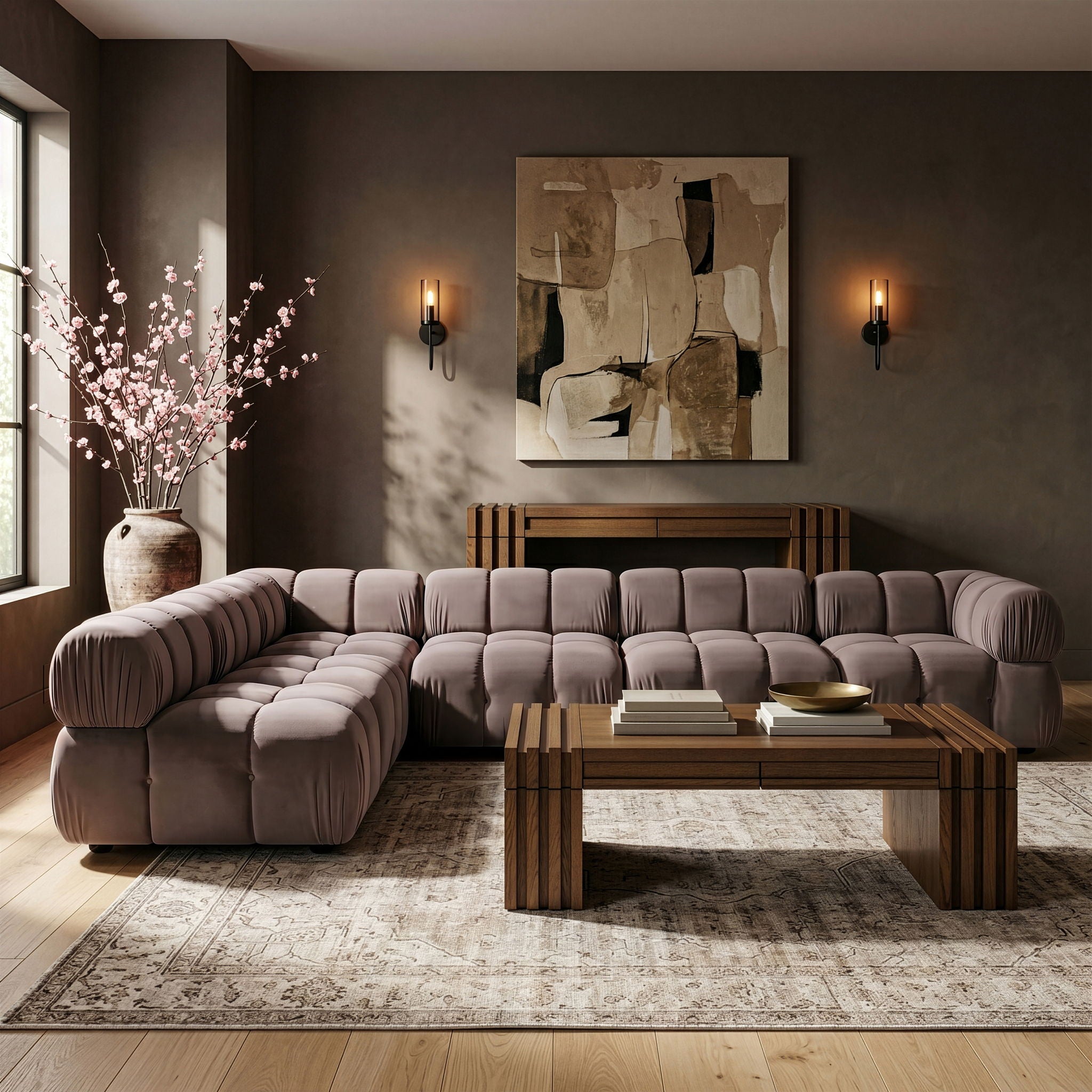 Orin - Velvet 6 Piece Modular L-Shaped Sectional