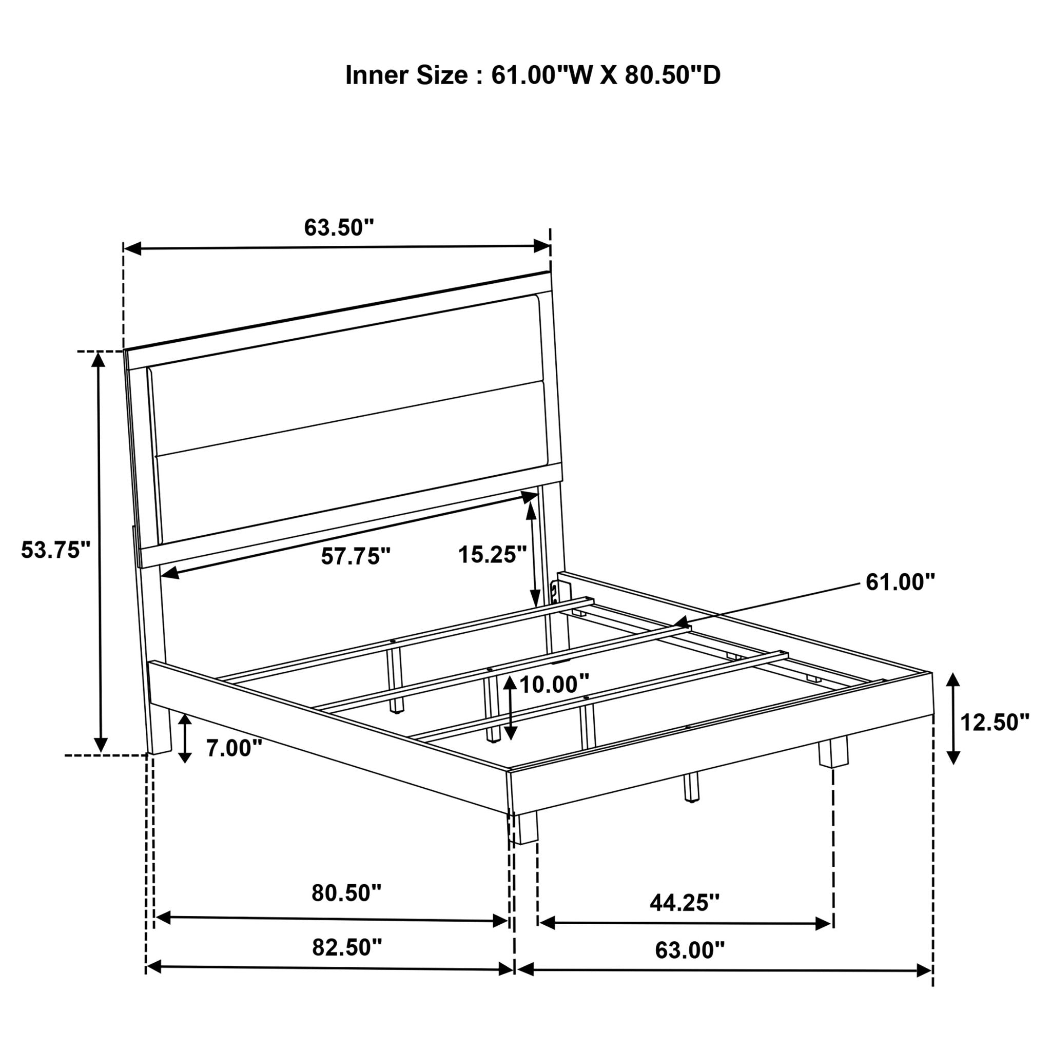 Strout - Queen Panel Bed With Upholstered Headboard - Rustic