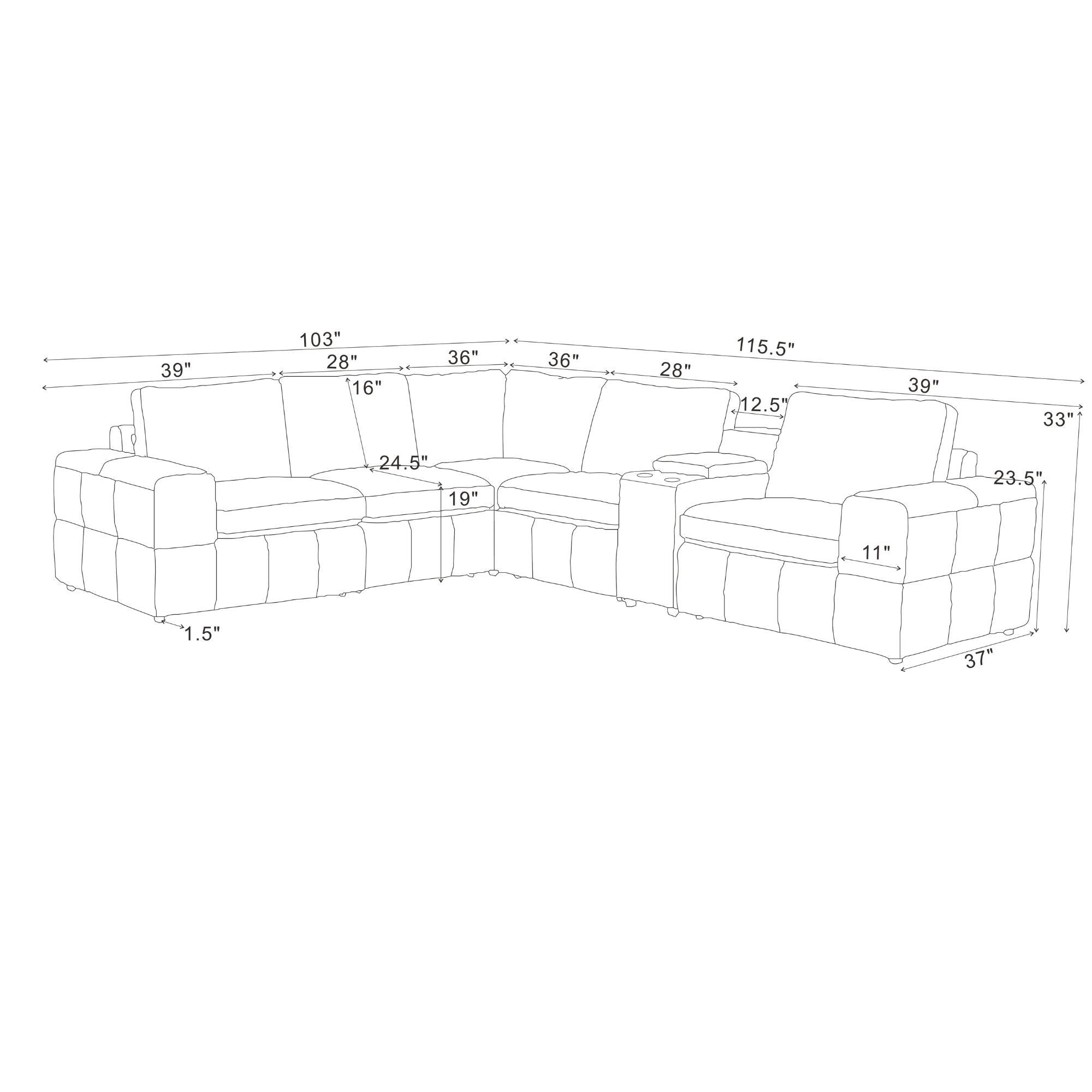 Modular Sectional With Large Square Arms