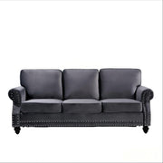 3 Seater Sofa With Nailhead Trim And Turned Legs For Living Room